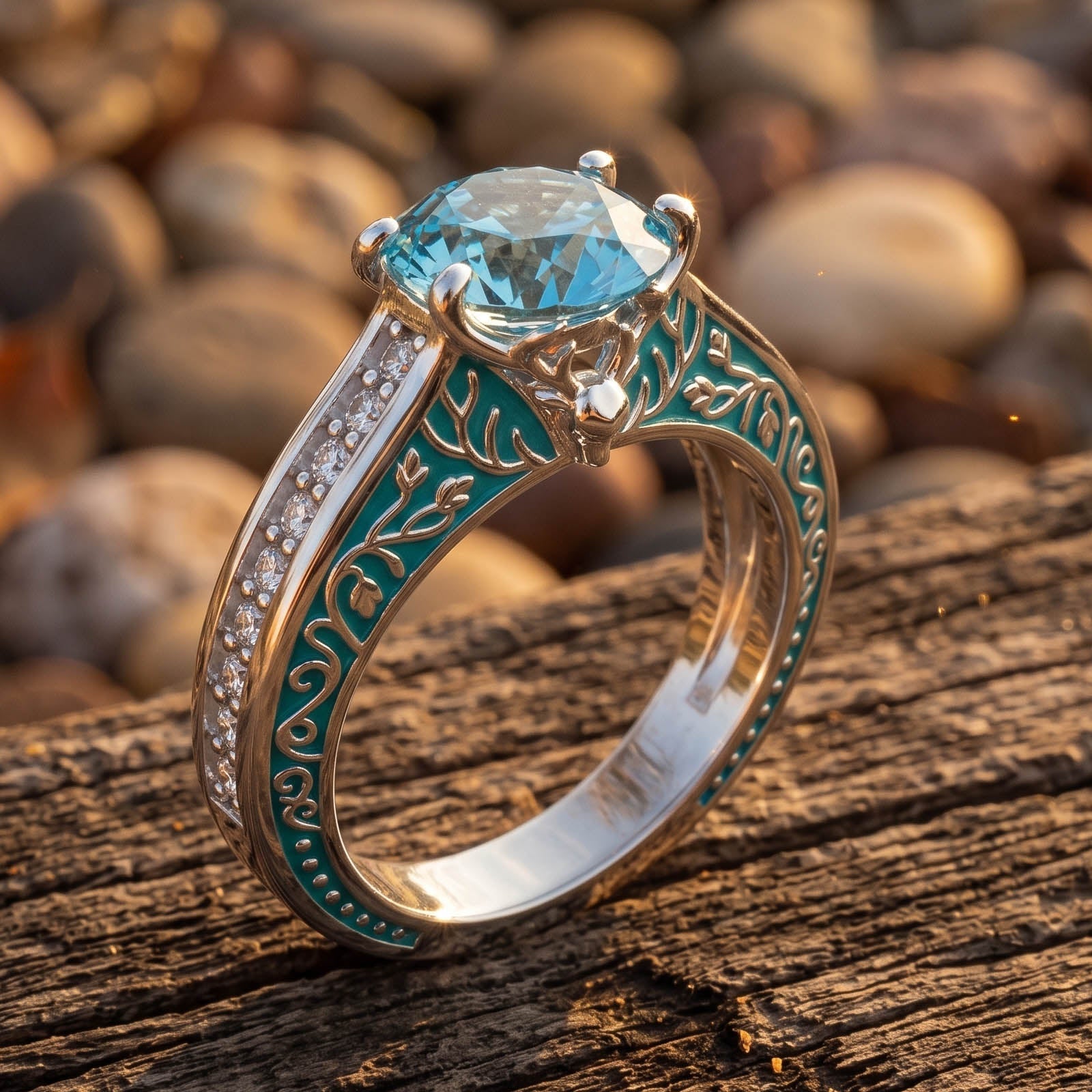 Antler Bloom Ring - Aquamarine