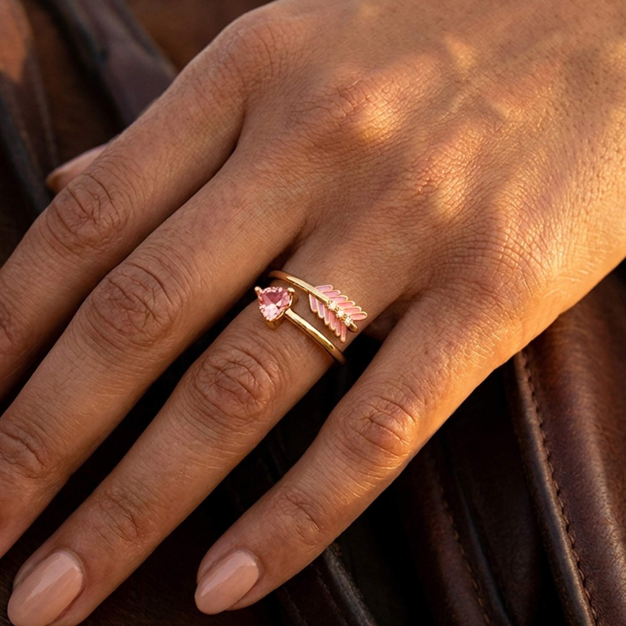 Arrow's Path Ring - Rose Quartz