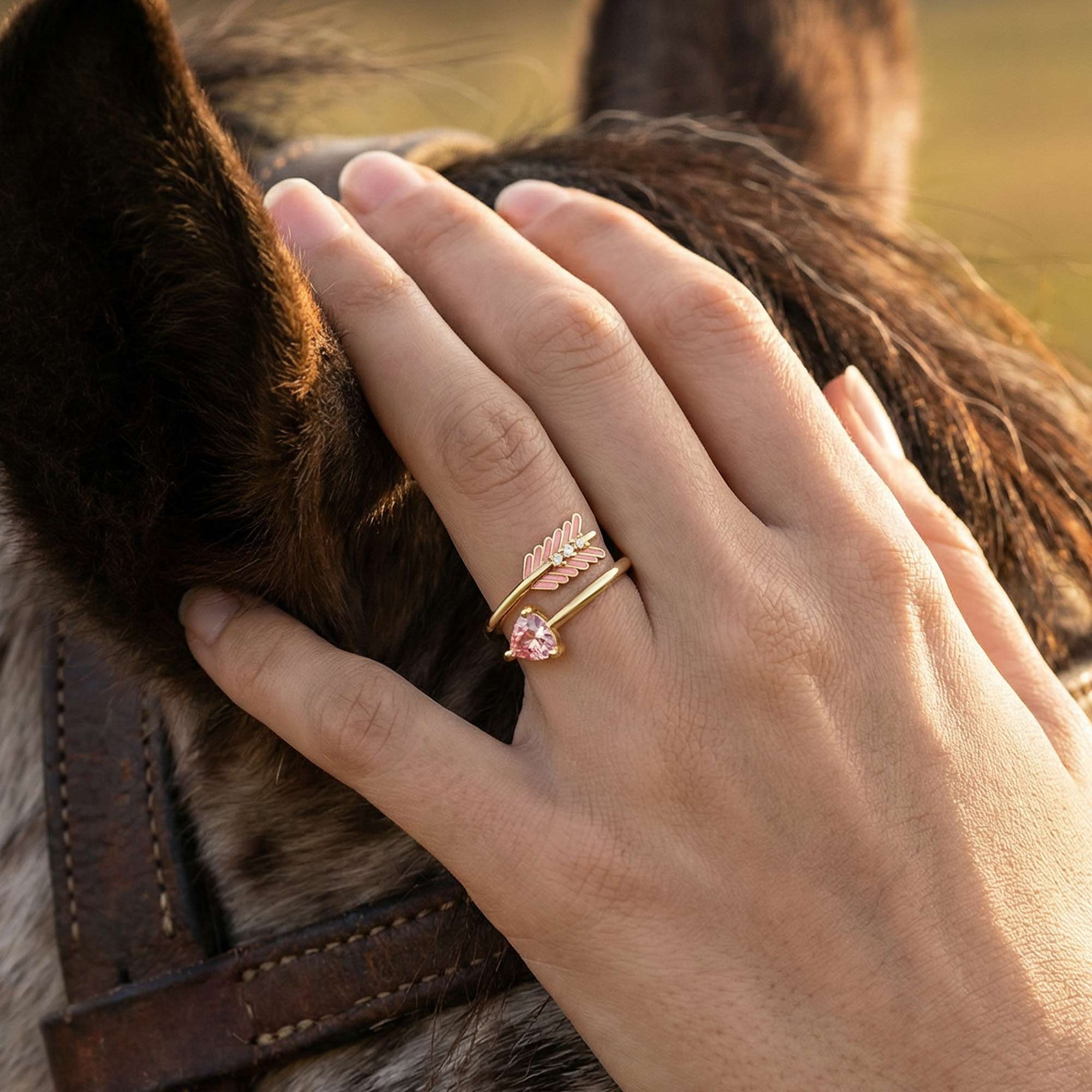 Arrow's Path Ring - Rose Quartz