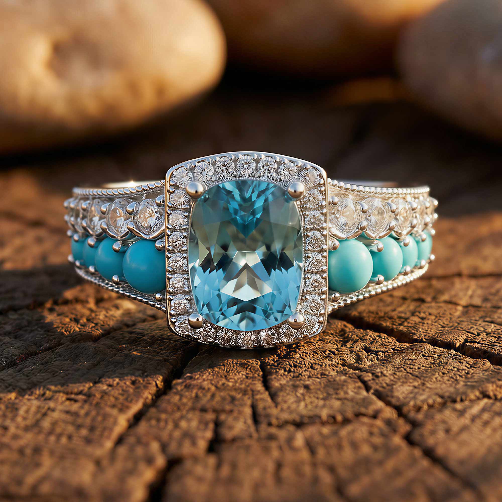 Aurora Guardian Ring - Aquamarine