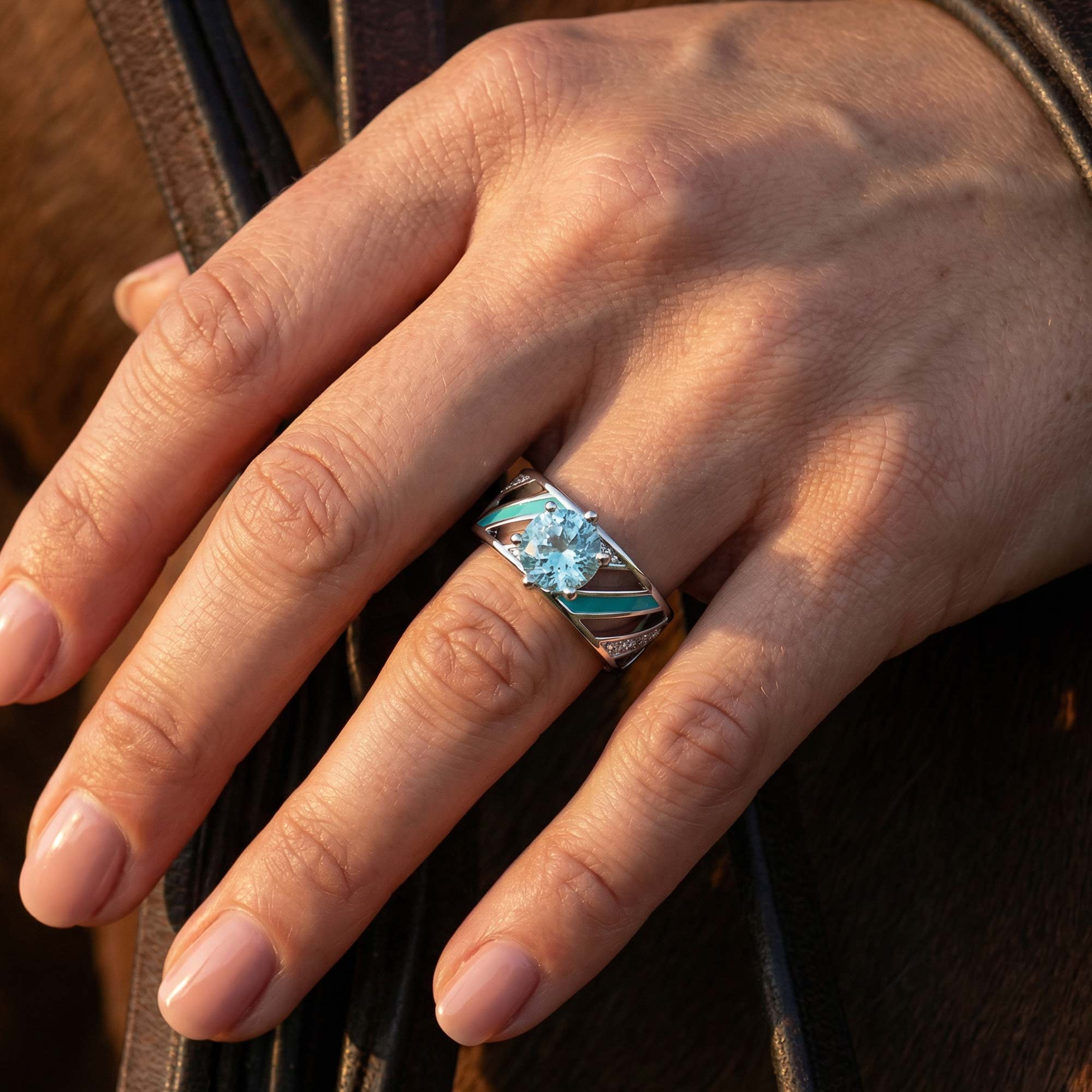 Aurora Veil Ring - Aquamarine