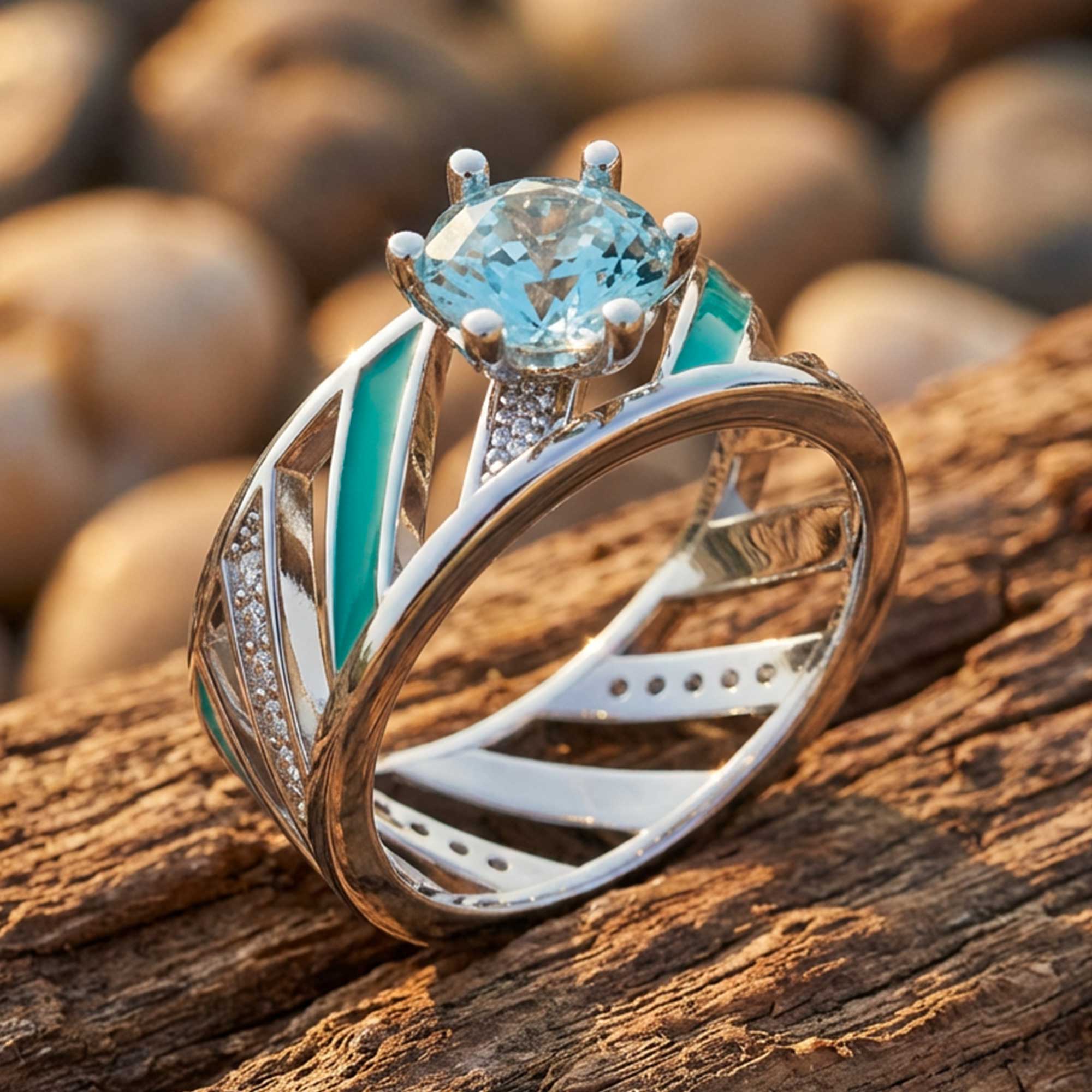 Aurora Veil Ring - Aquamarine