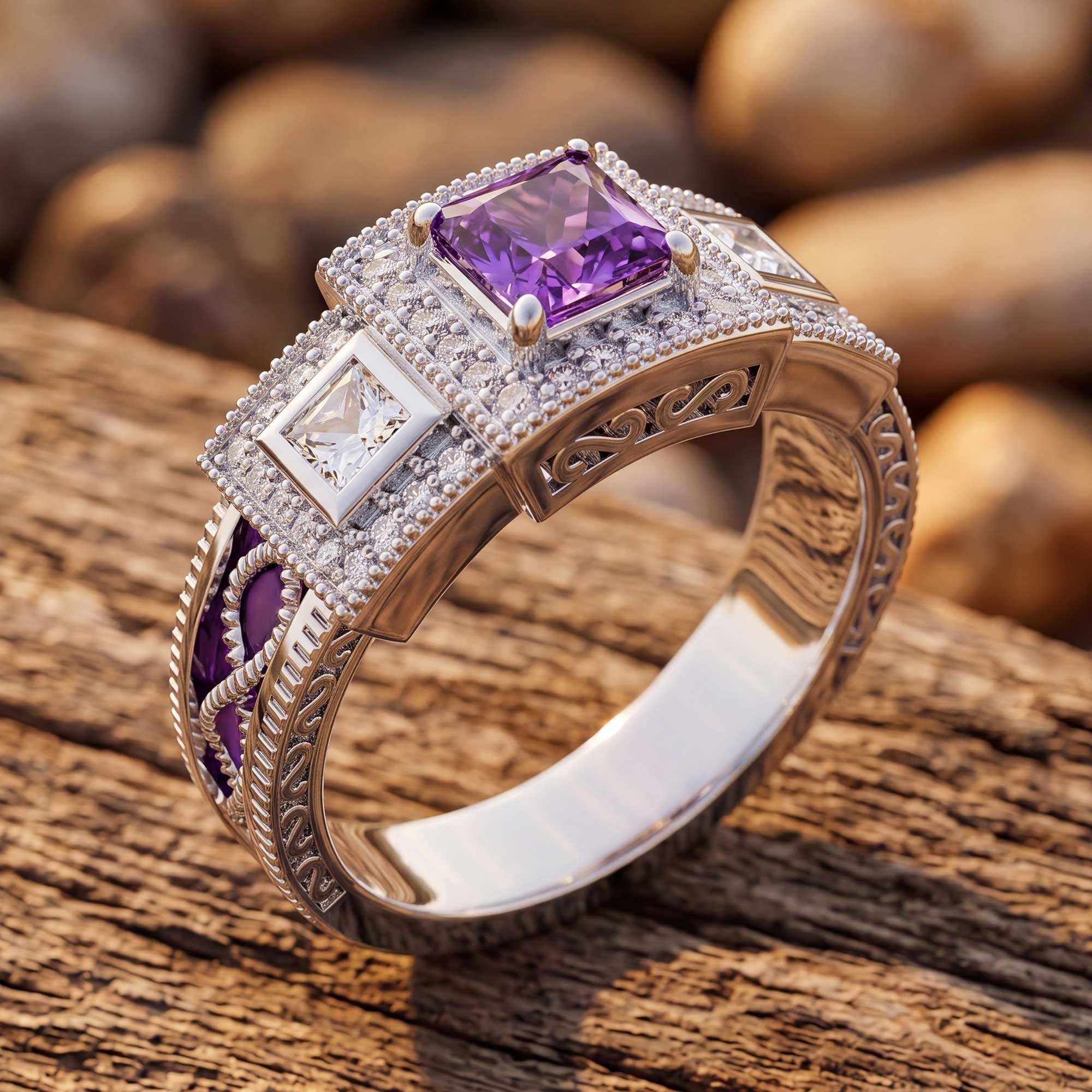 Azure Lighthouse Ring - Amethyst