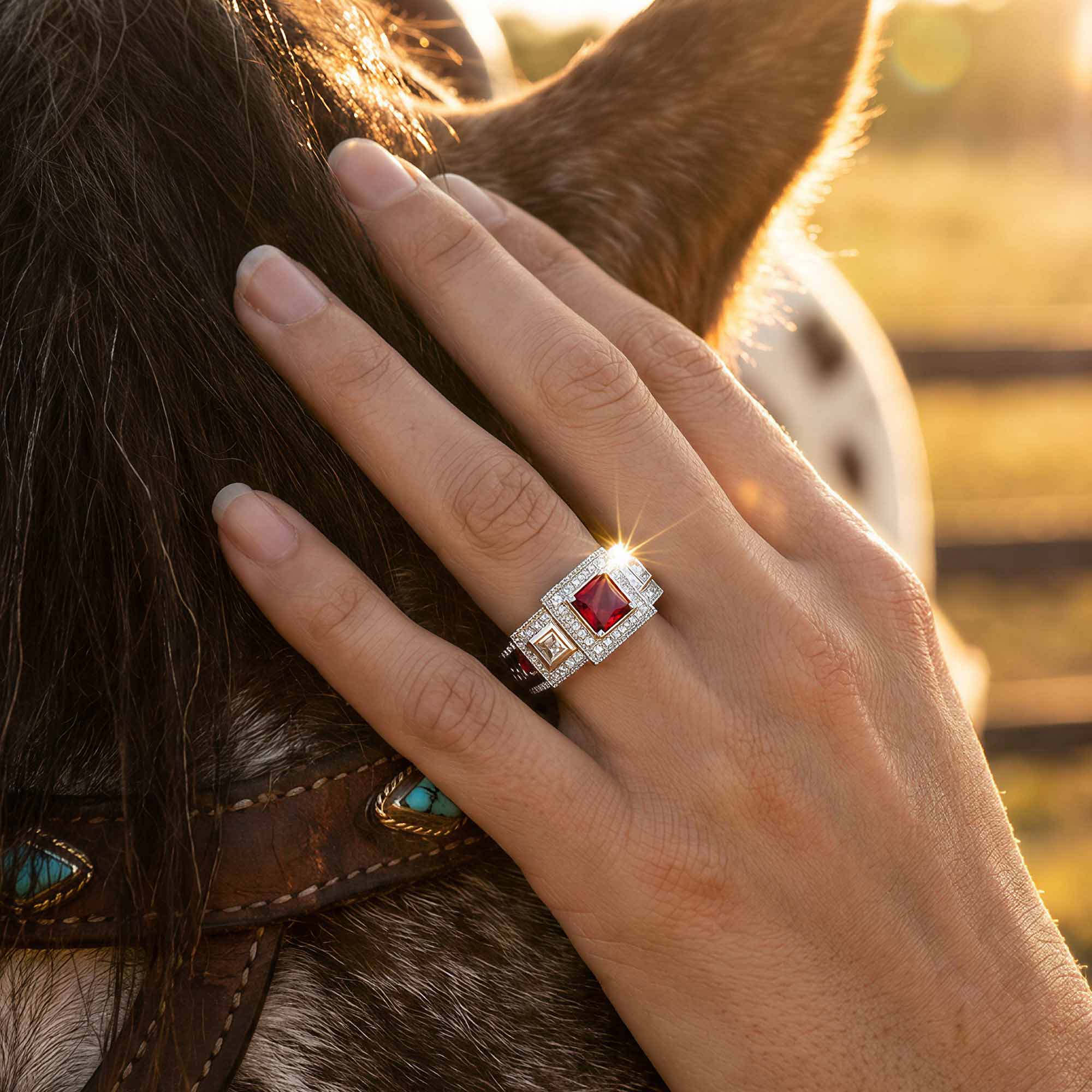 Azure Lighthouse Ring - Ruby