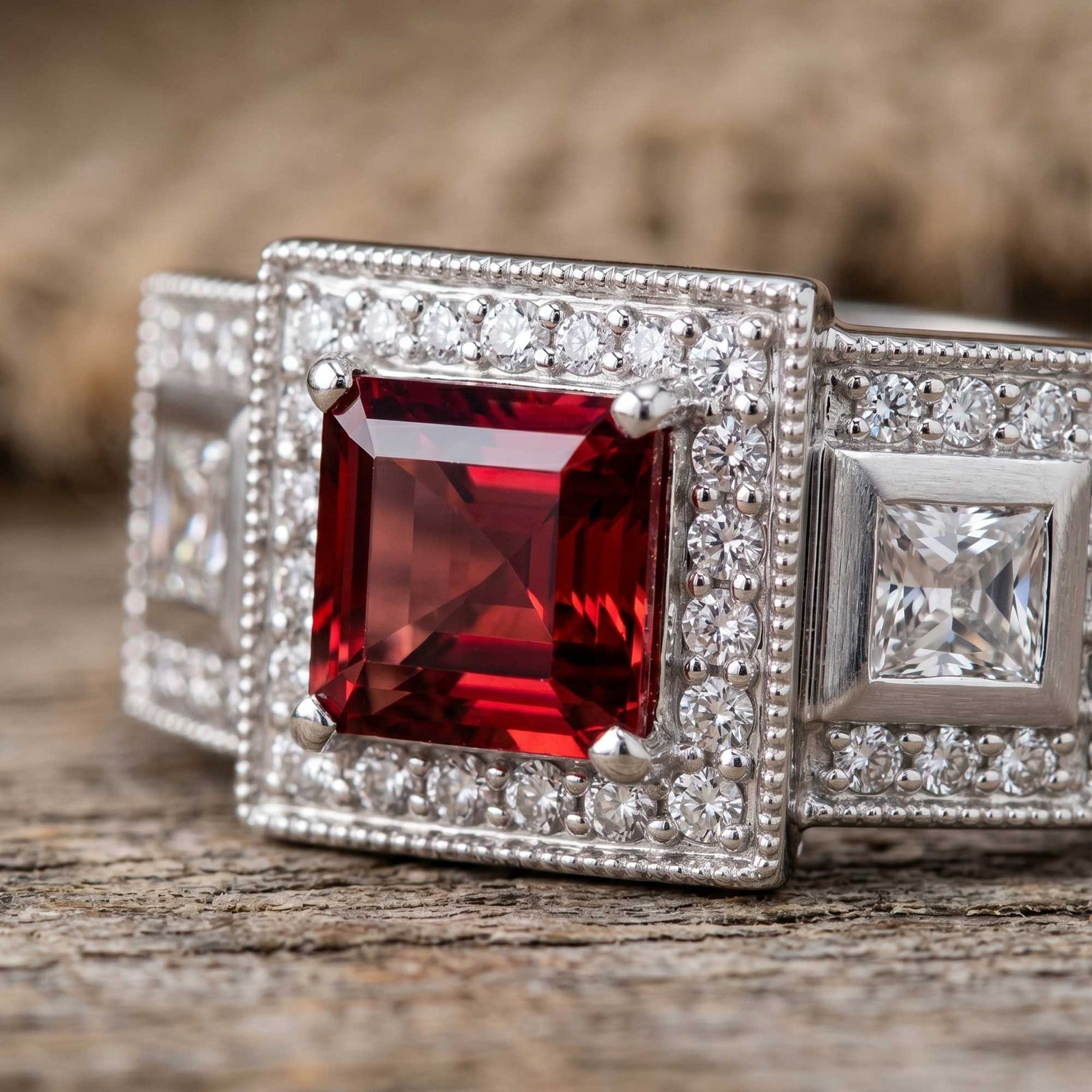 Azure Lighthouse Ring - Ruby