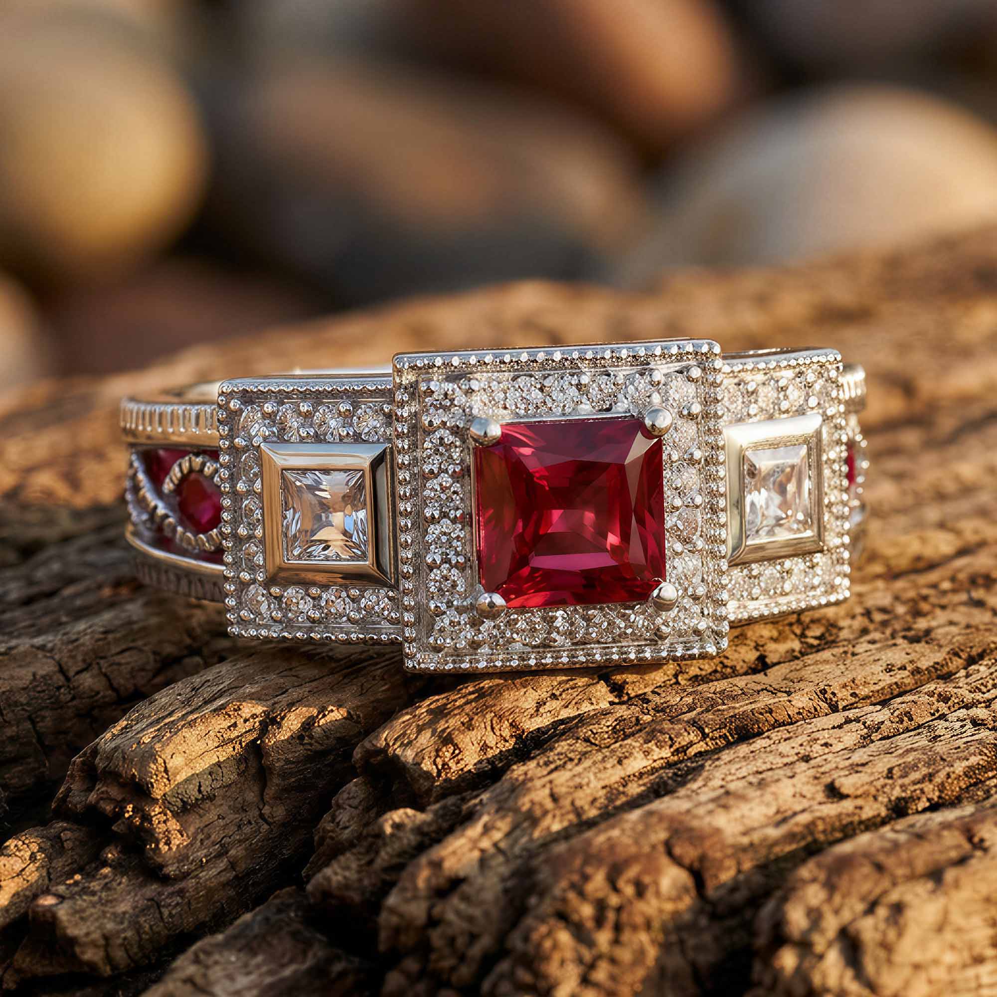 Azure Lighthouse Ring - Ruby