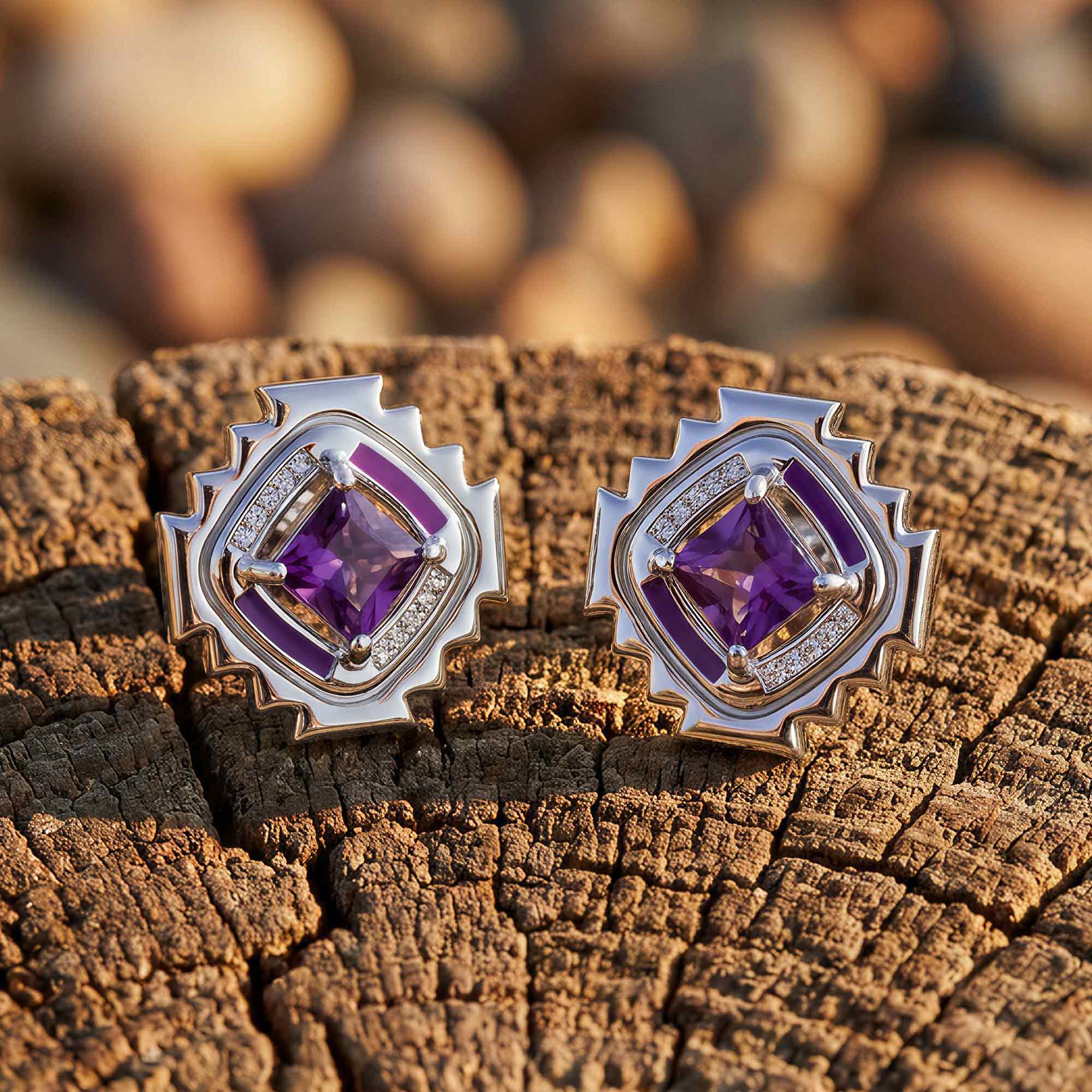 Cascading Ridges Earrings - Amethyst