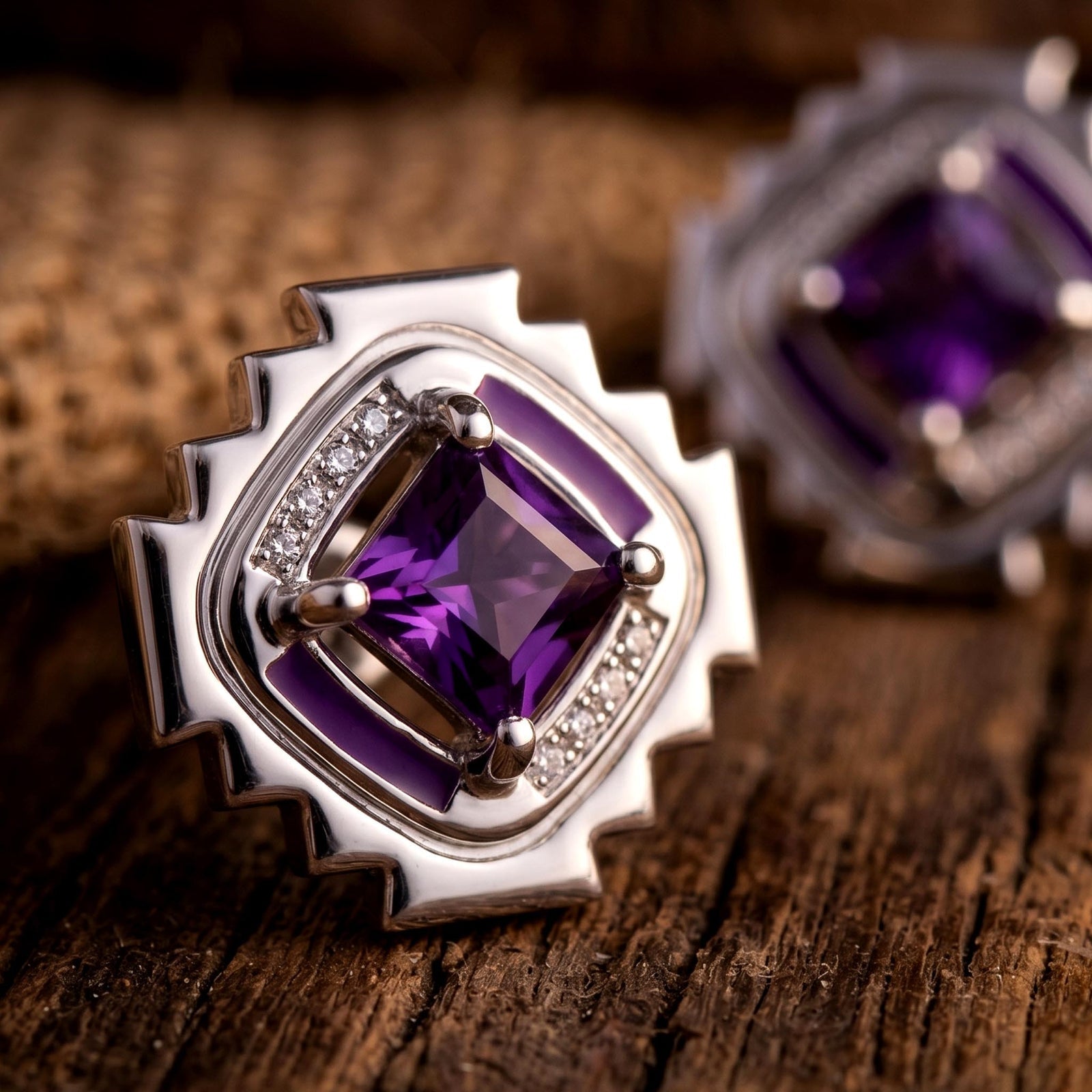 Cascading Ridges Earrings - Amethyst