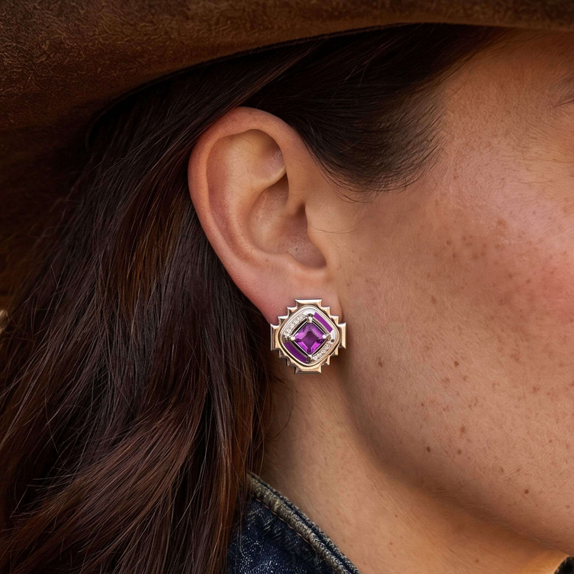 Cascading Ridges Earrings - Amethyst