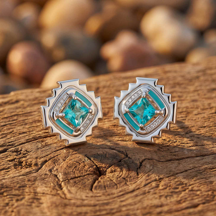 Cascading Ridges Earrings - Aquamarine