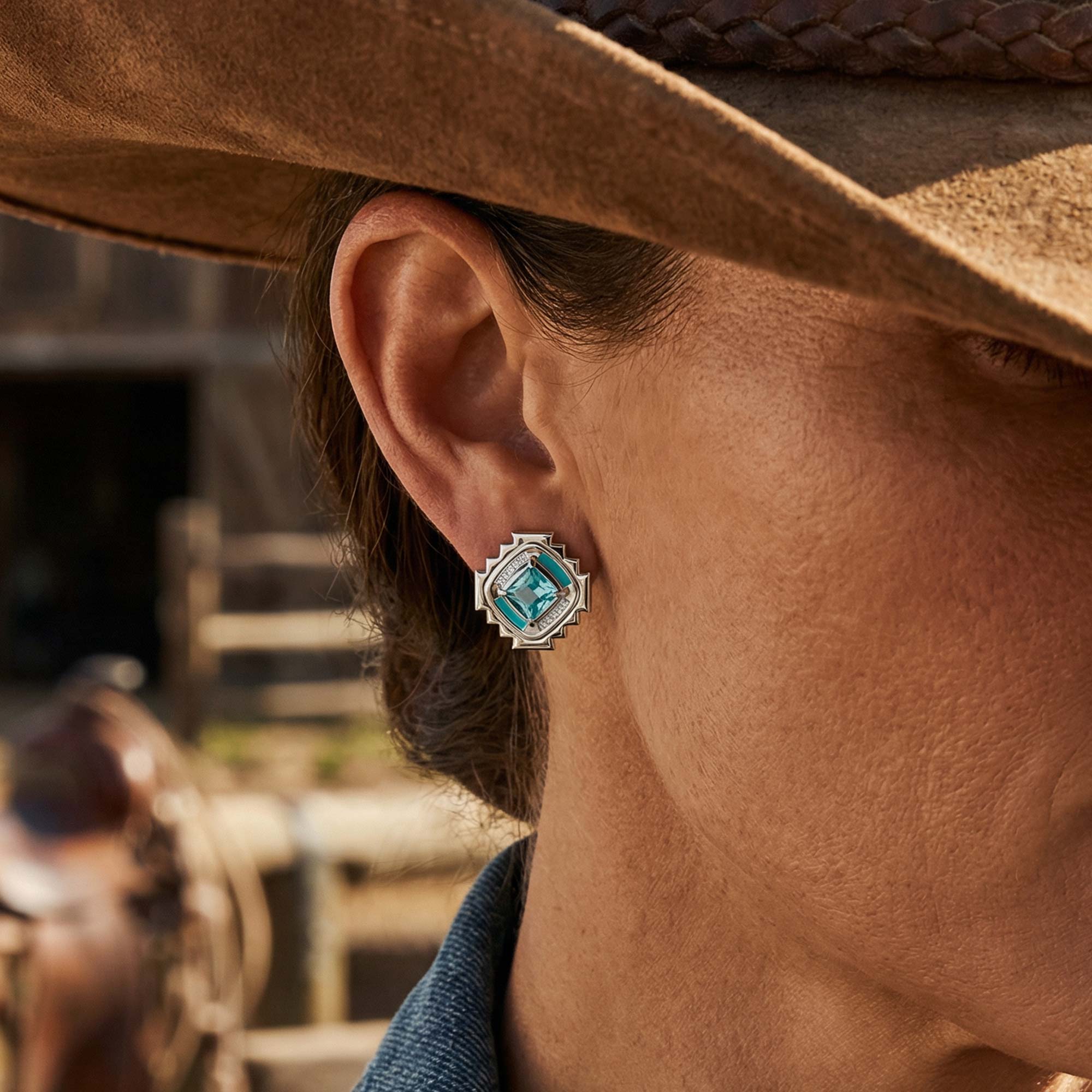 Cascading Ridges Earrings - Aquamarine