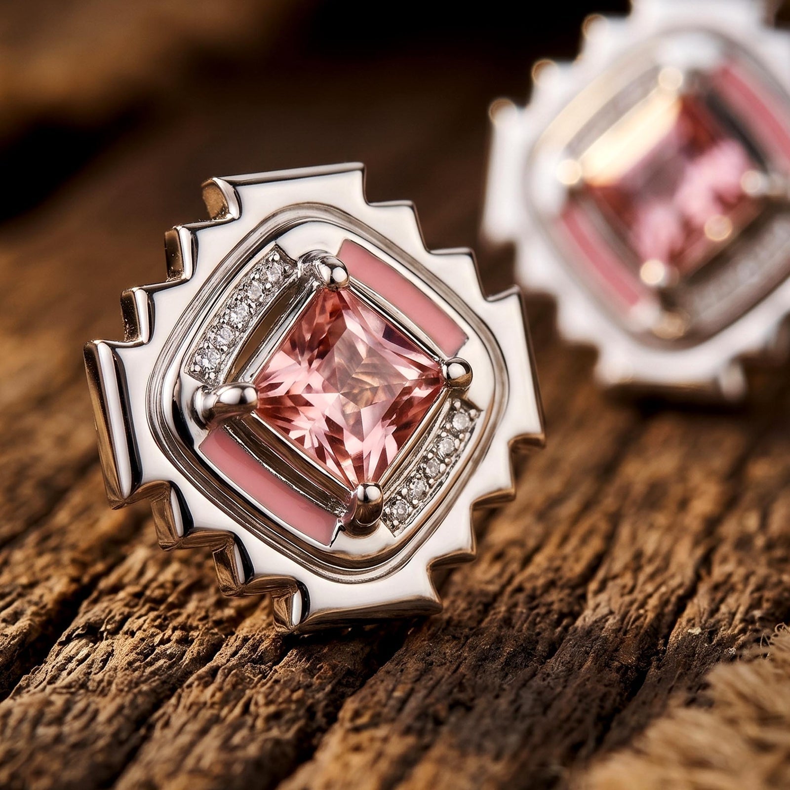 Cascading Ridges Earrings - Rose Quartz