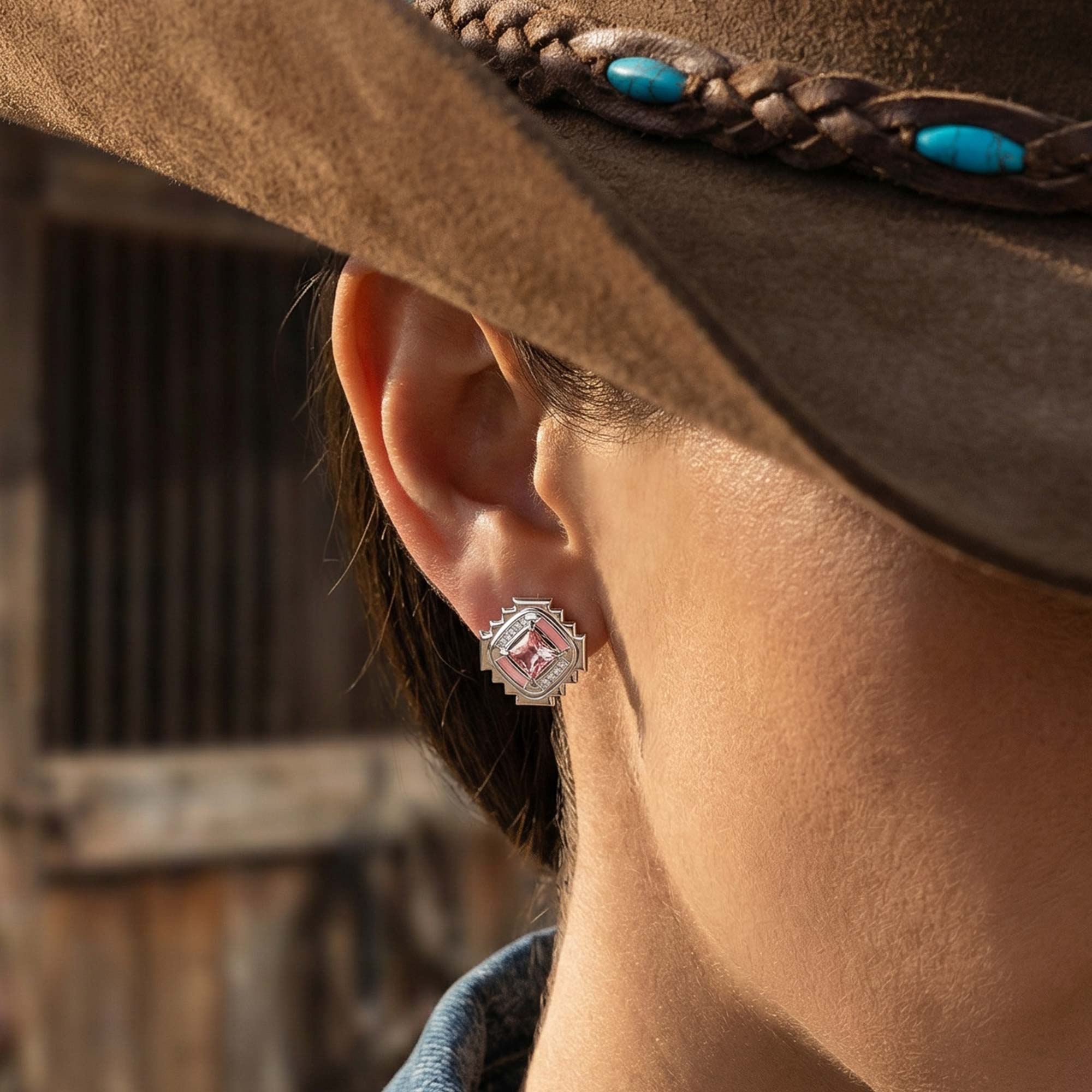 Cascading Ridges Earrings - Rose Quartz