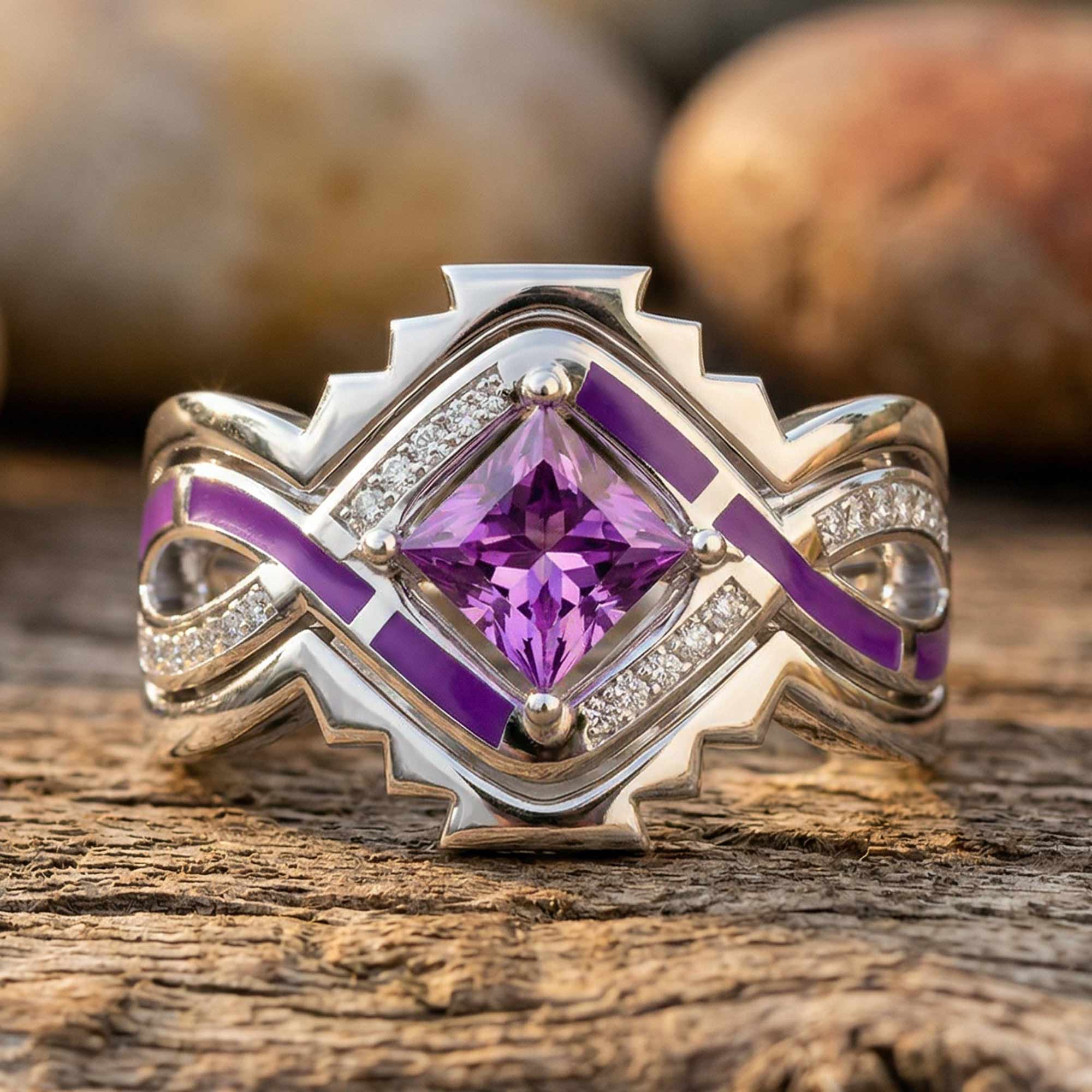 Cascading Ridges Ring - Amethyst