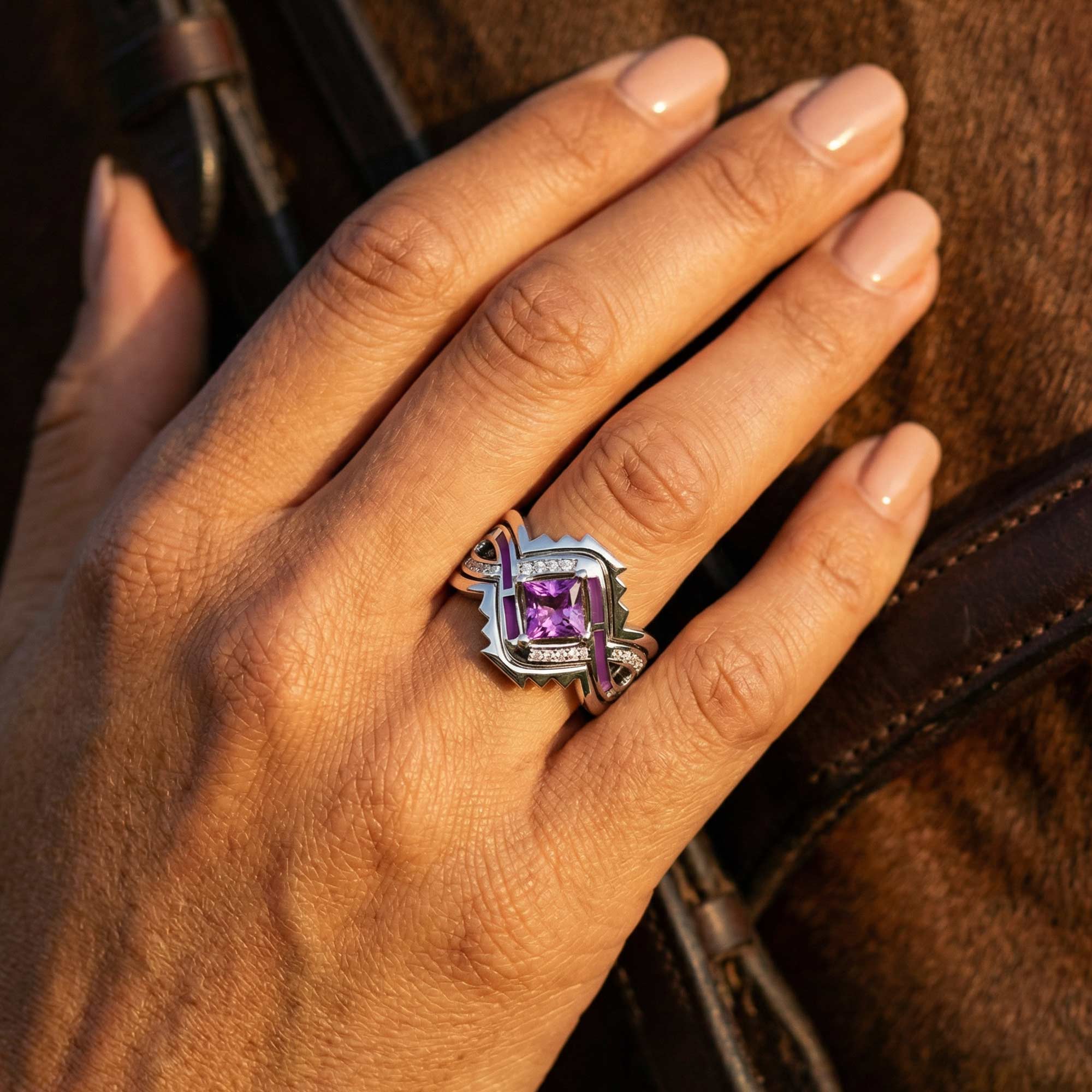 Cascading Ridges Ring - Amethyst