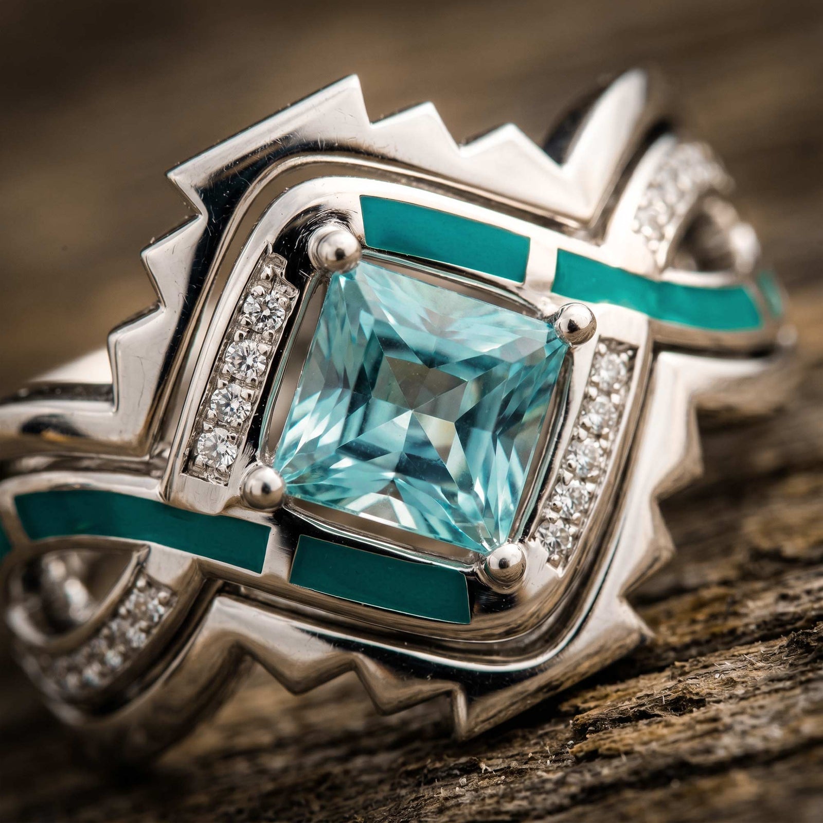 Cascading Ridges Ring - Aquamarine