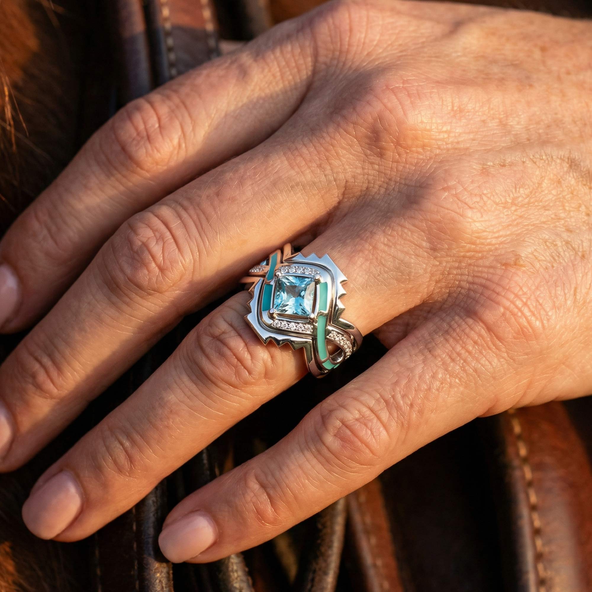 Cascading Ridges Ring - Aquamarine