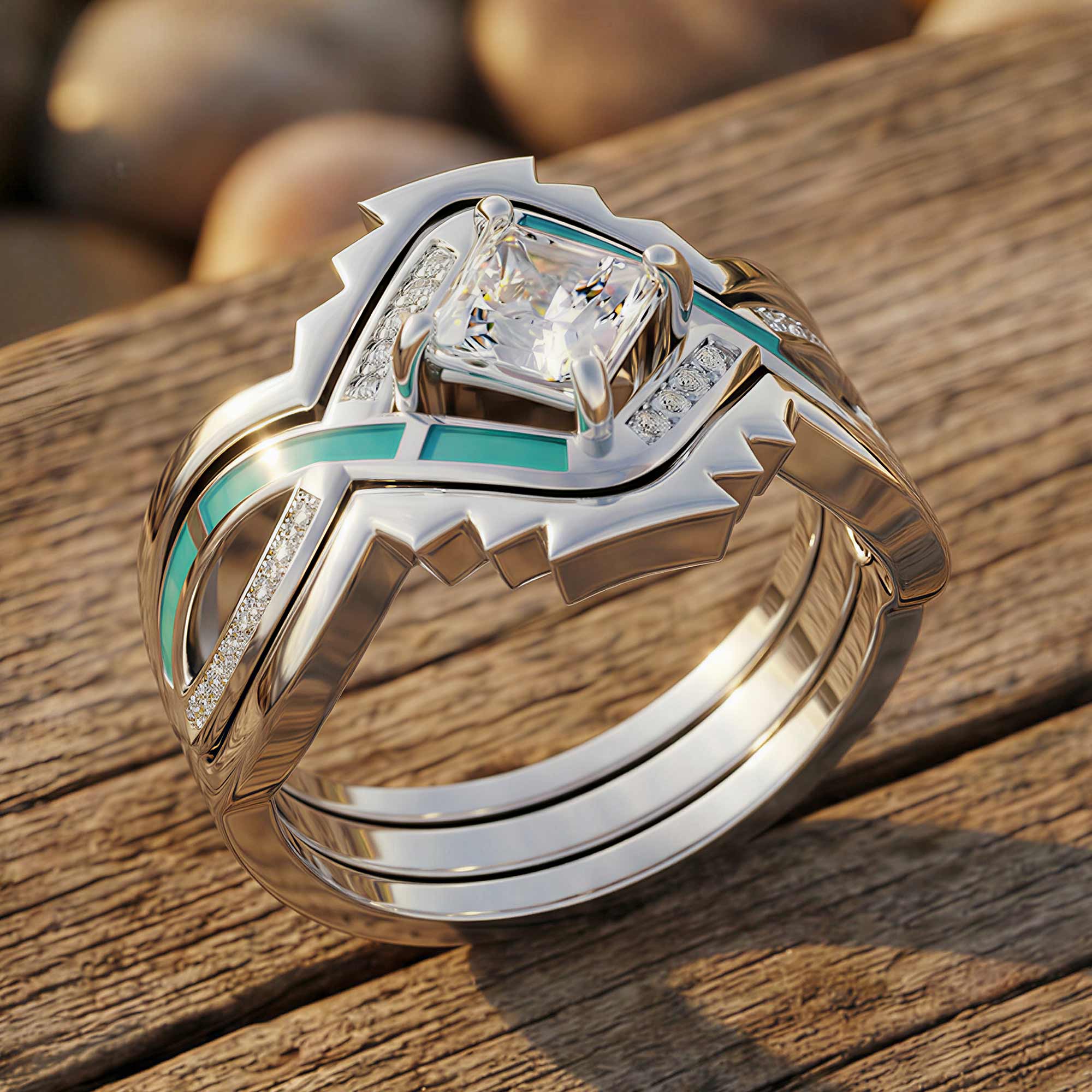 Cascading Ridges Ring - Moissanite