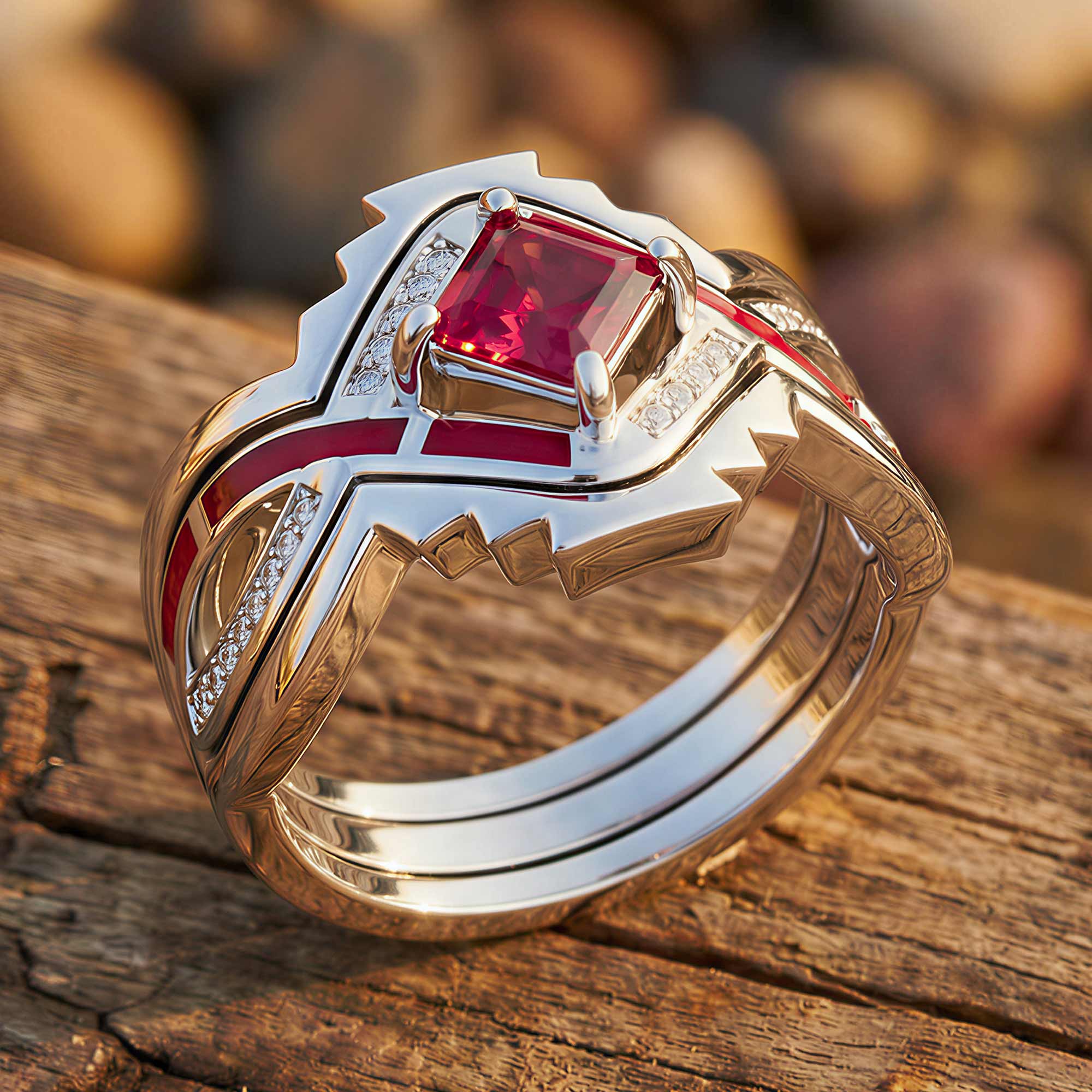 Cascading Ridges Ring - Ruby