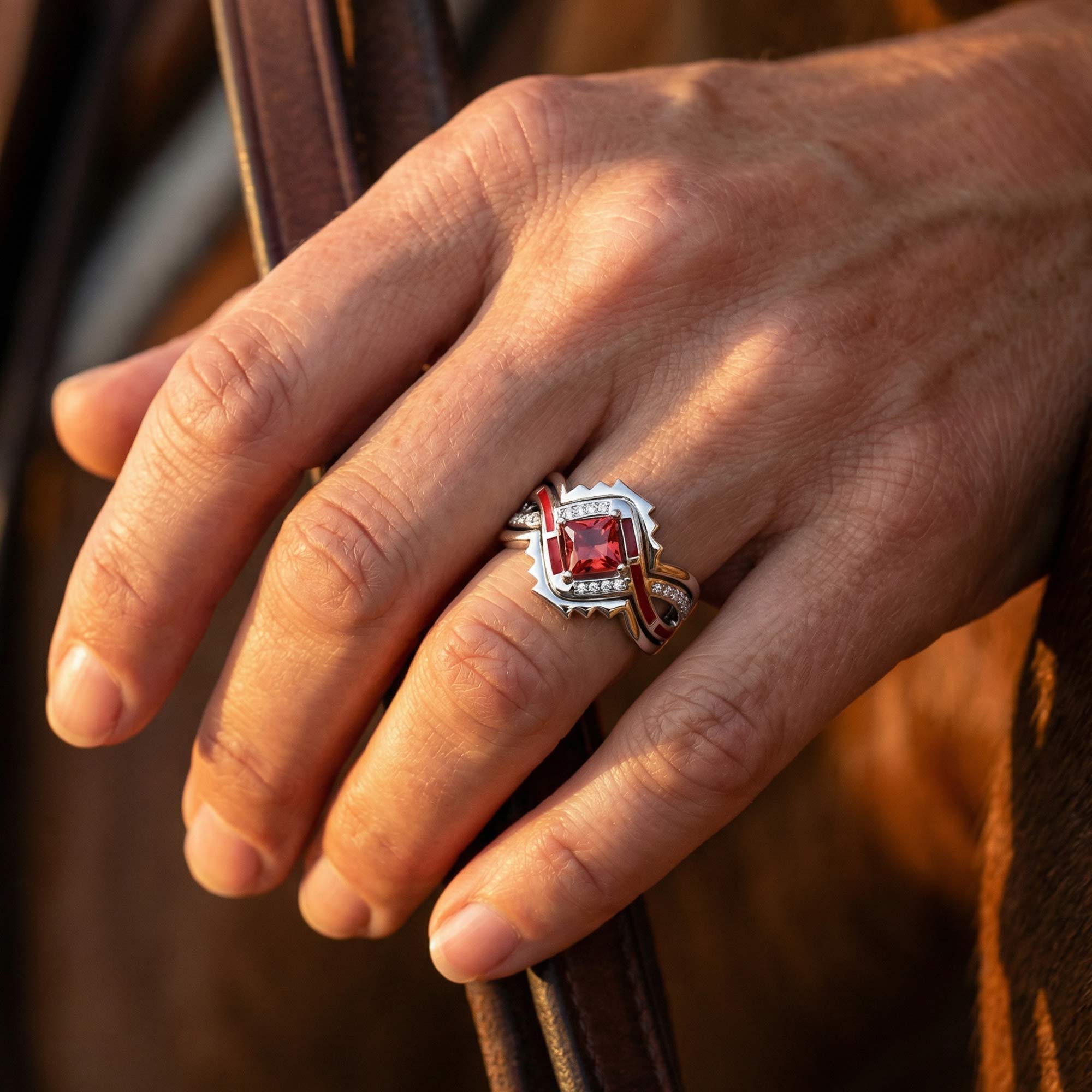 Cascading Ridges Ring - Ruby