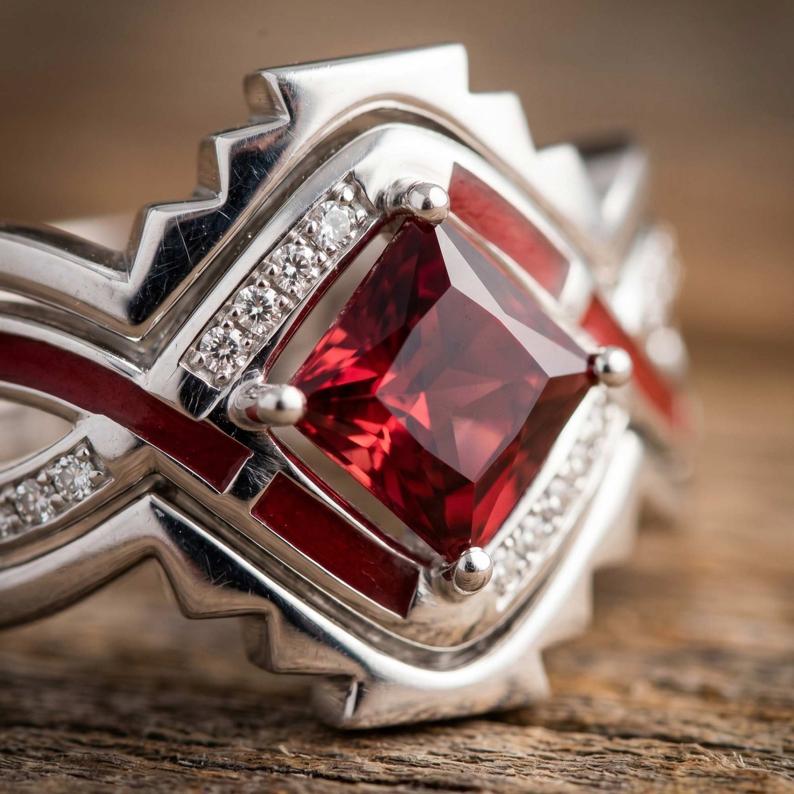 Cascading Ridges Ring - Ruby
