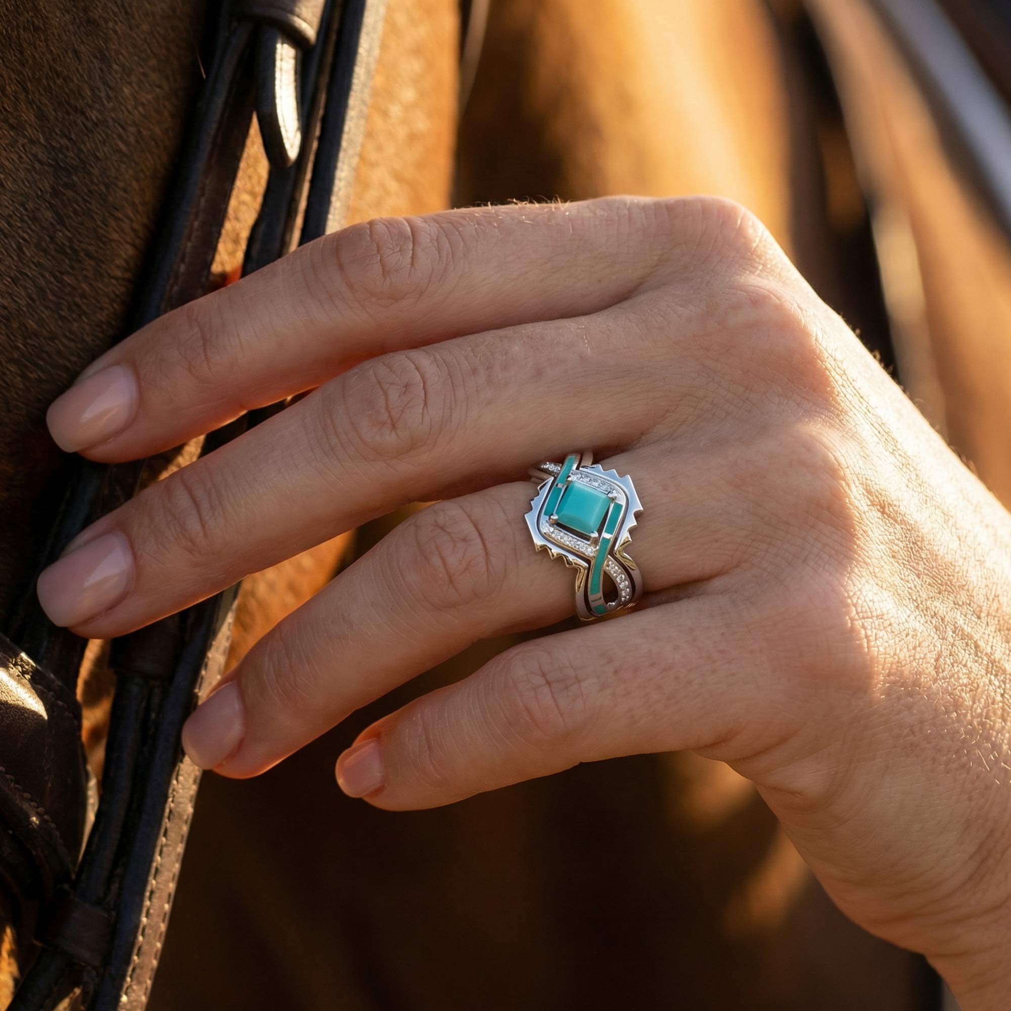 Cascading Ridges Ring - Turquoise