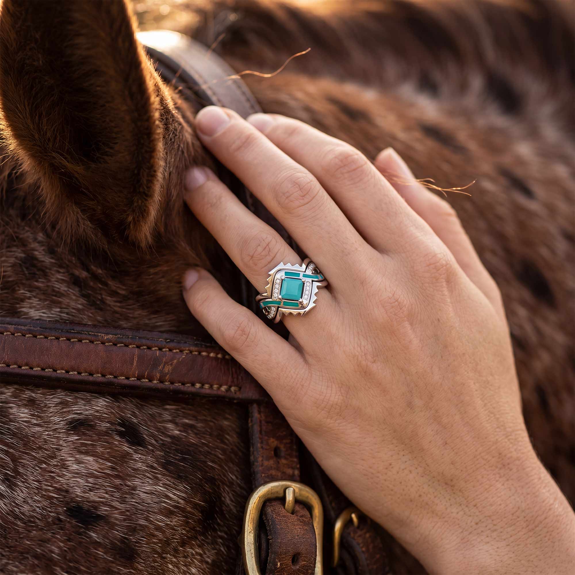 Cascading Ridges Ring - Turquoise