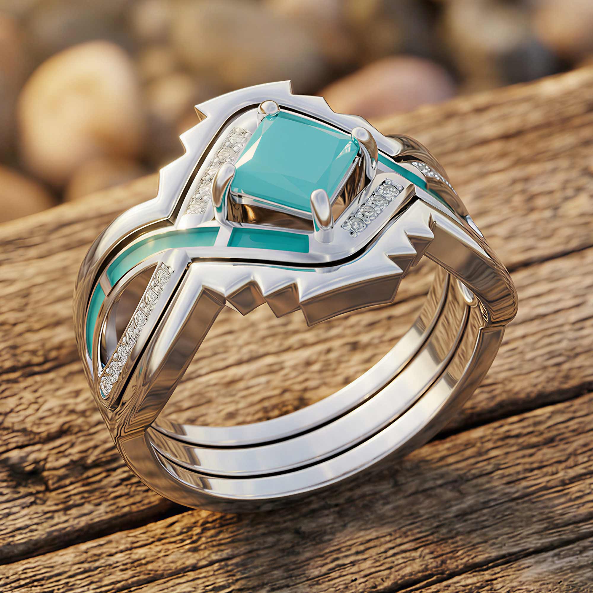 Cascading Ridges Ring - Turquoise
