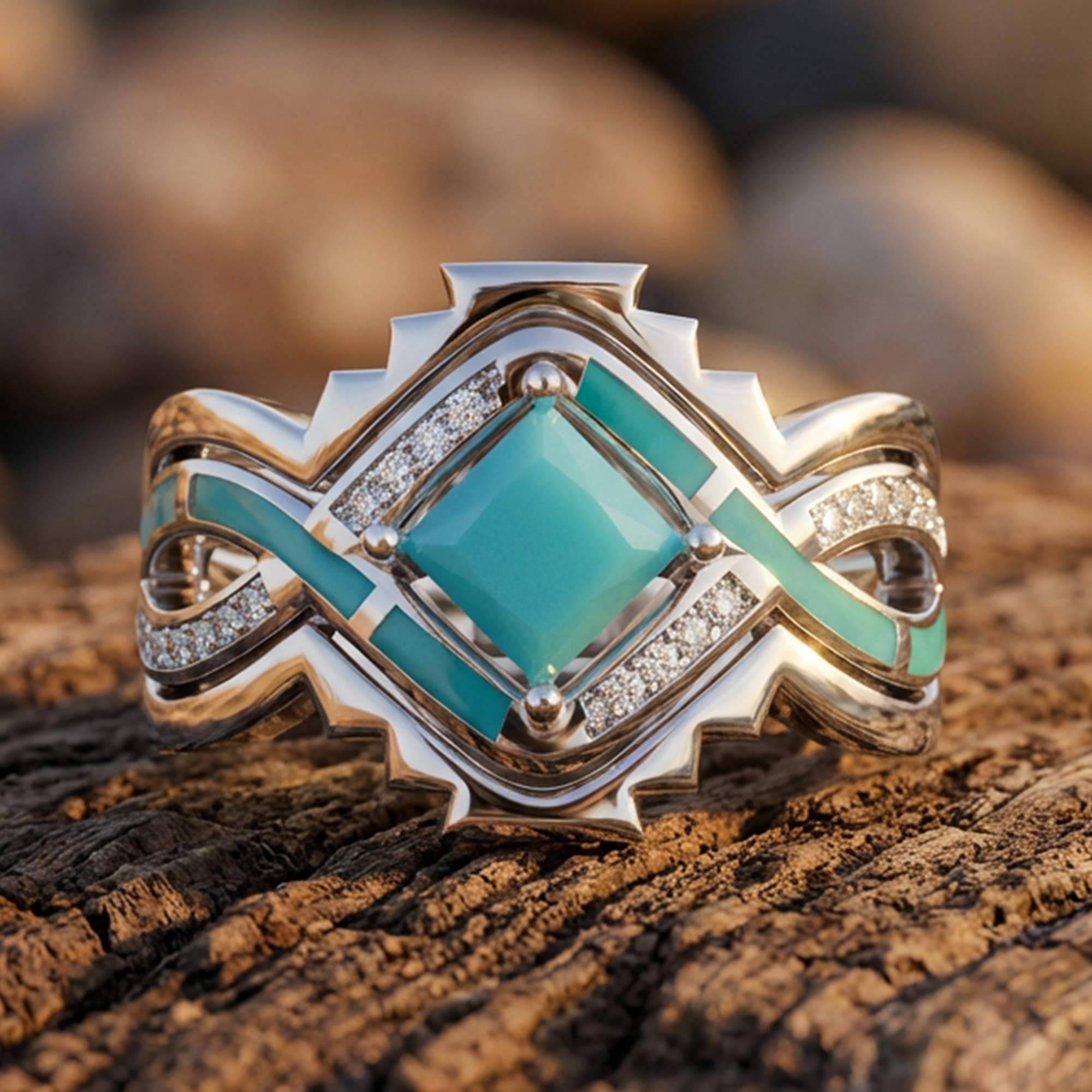 Cascading Ridges Ring - Turquoise