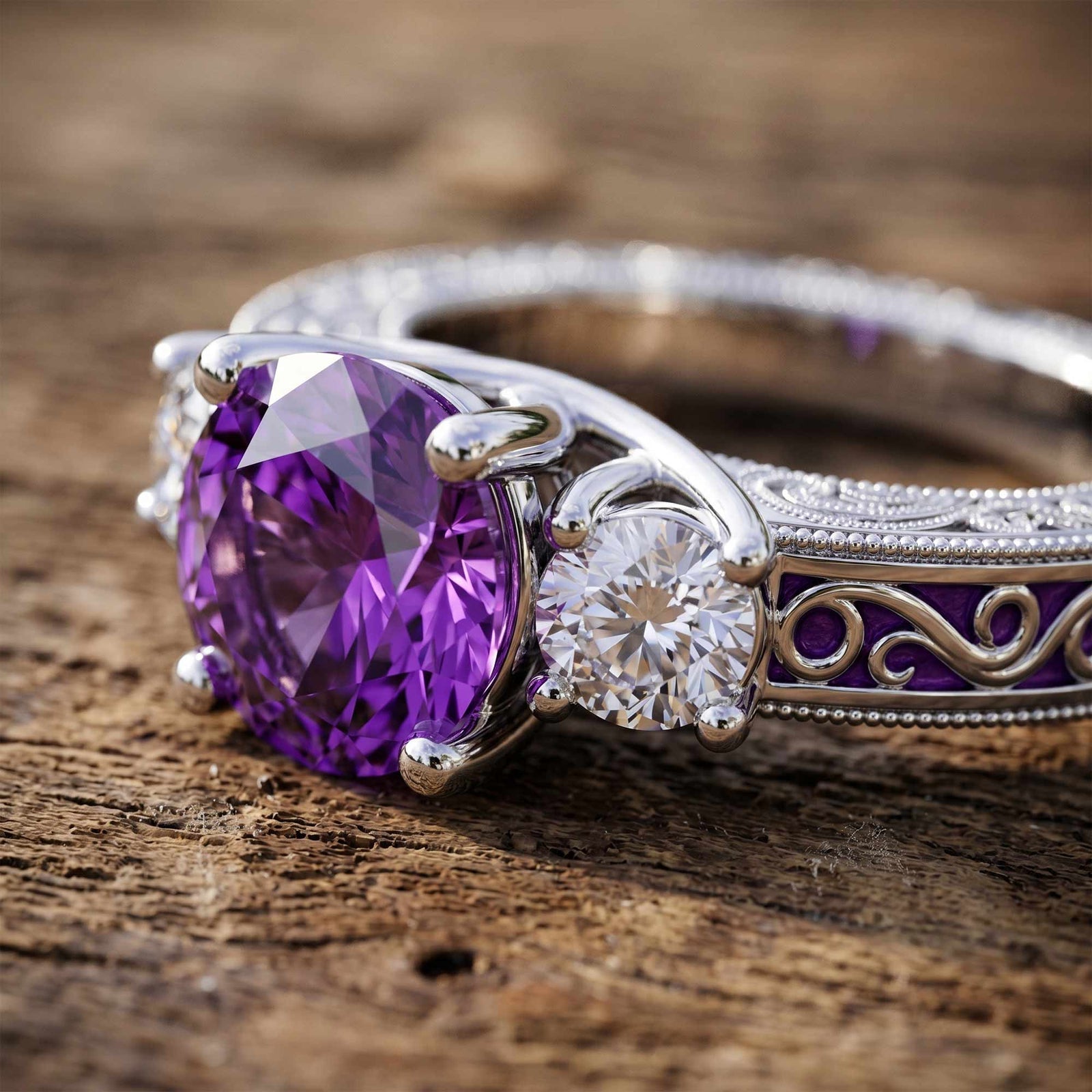 Century Romance Ring - Amethyst