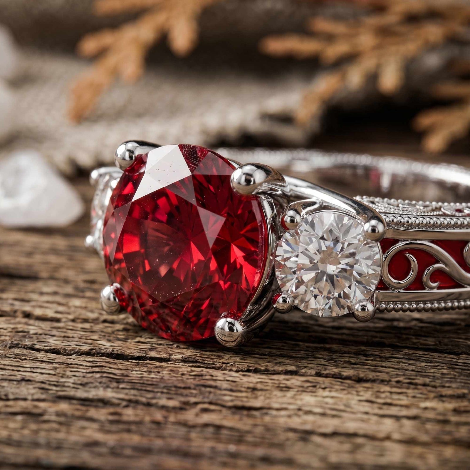 Century Romance Ring - Ruby