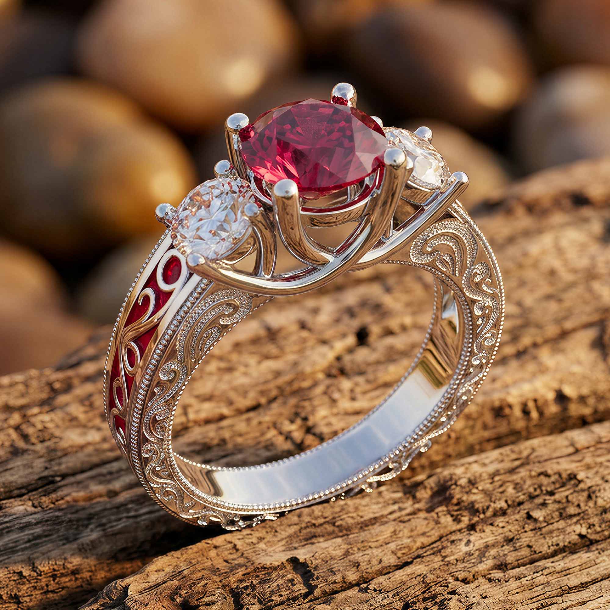 Century Romance Ring - Ruby