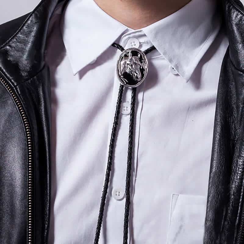 Clearance: Western Ethnic Embossed Horse Head Bolo Tie