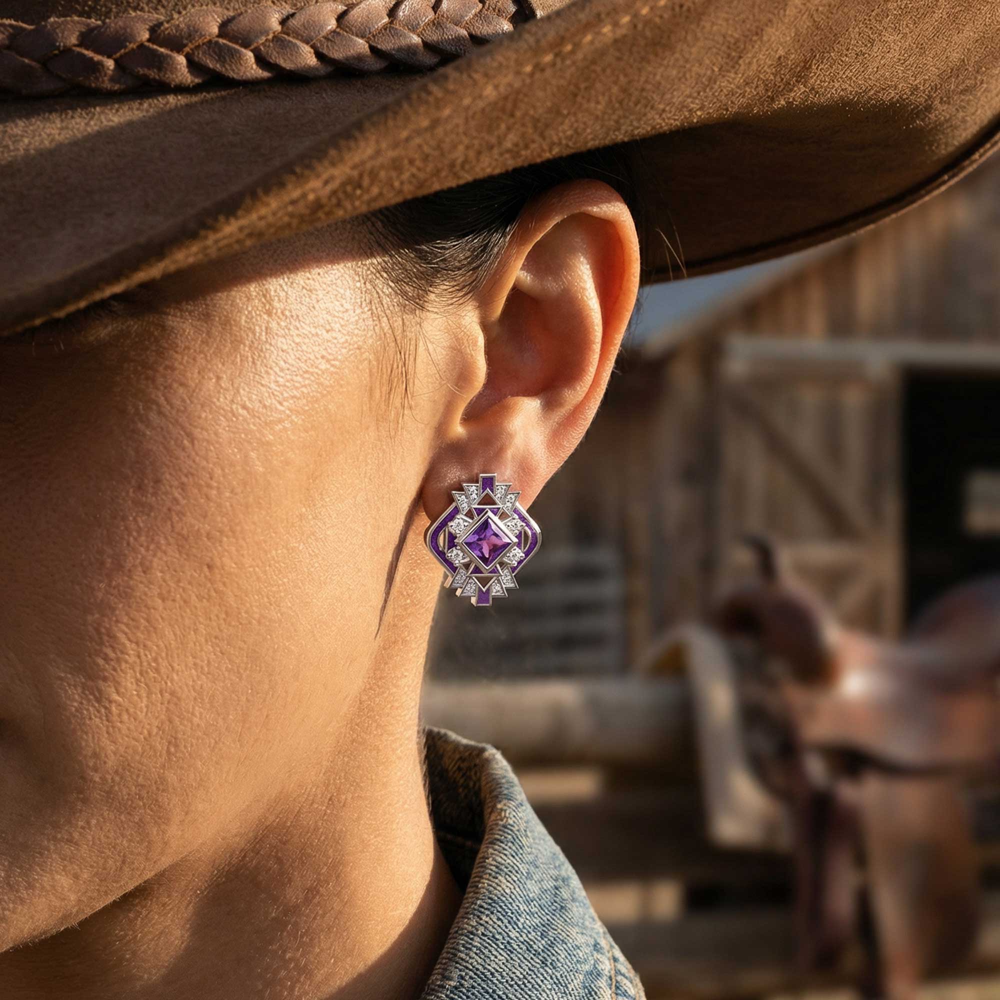 Chief's Crown Earrings - Amethyst
