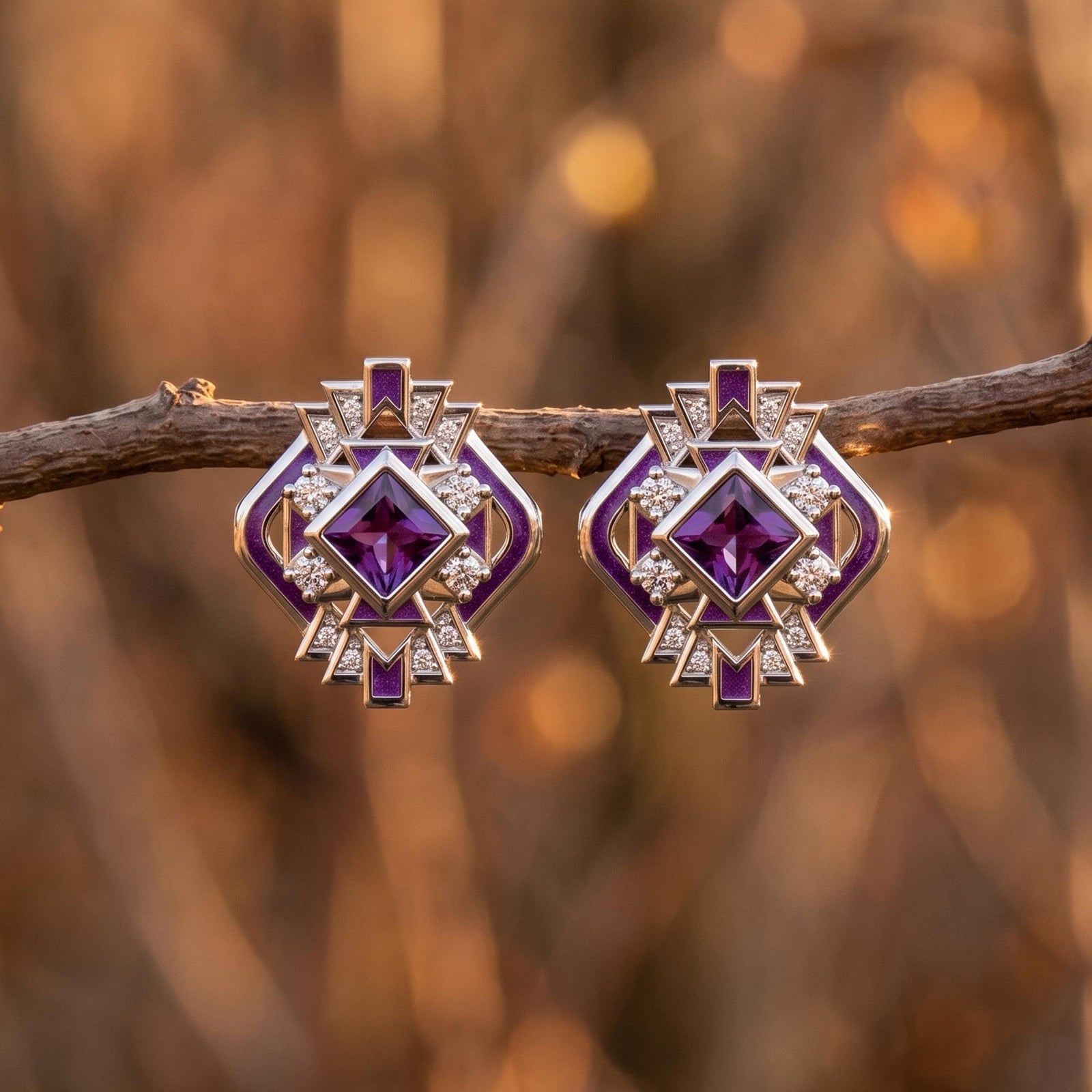 Chief's Crown Earrings - Amethyst