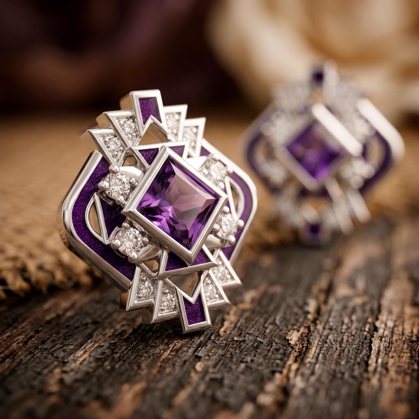Chief's Crown Earrings - Amethyst