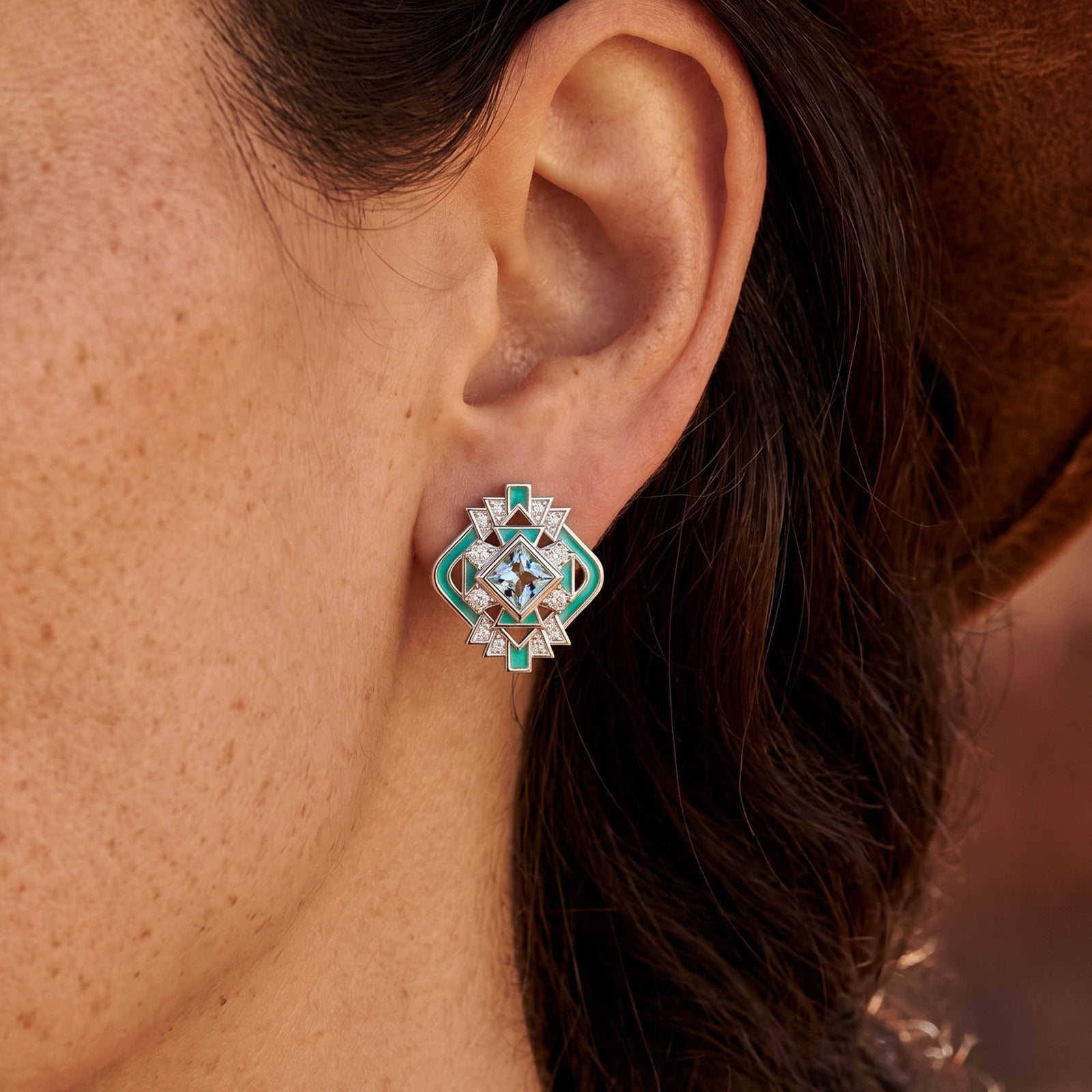 Chief's Crown Earrings - Aquamarine