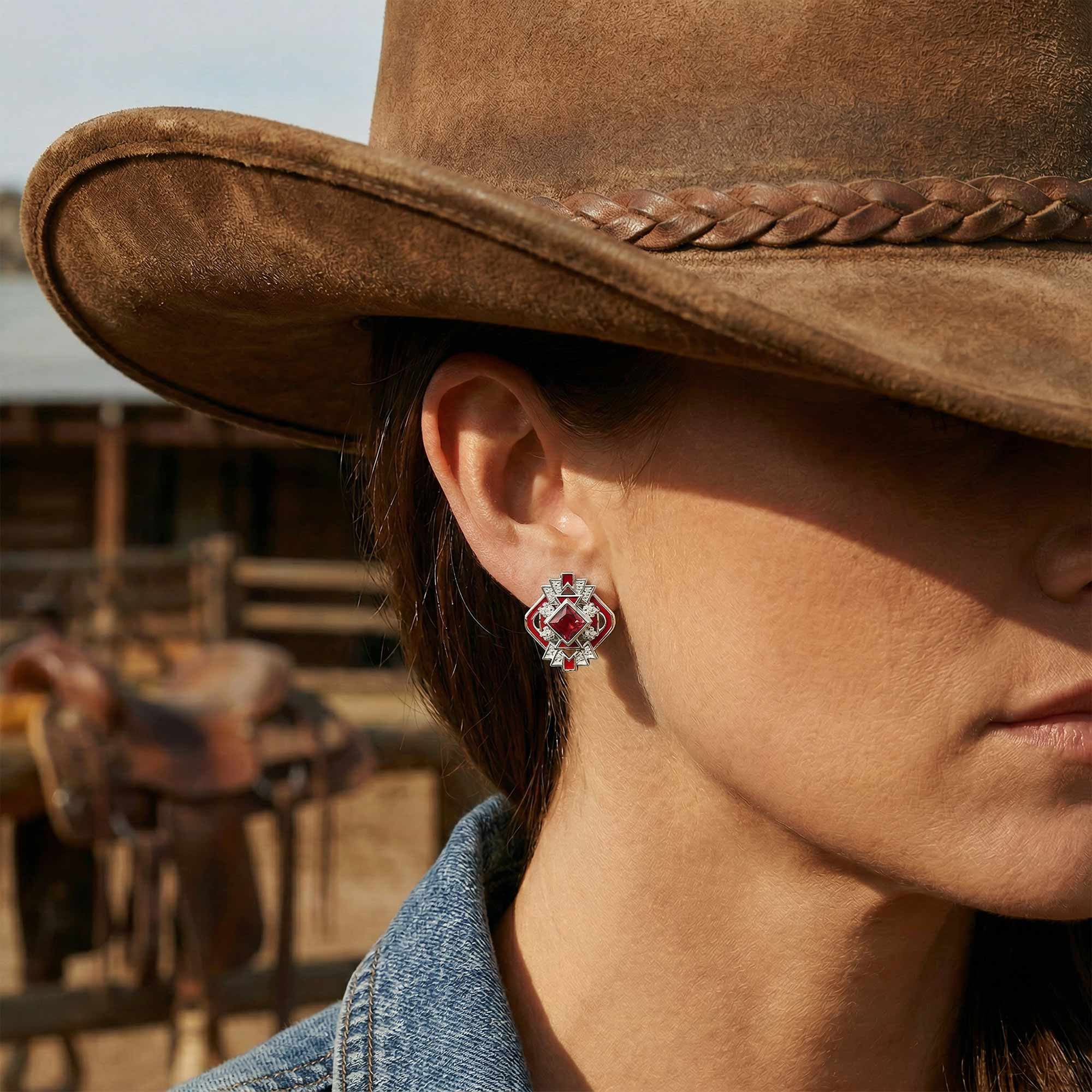 Chief's Crown Earrings - Ruby