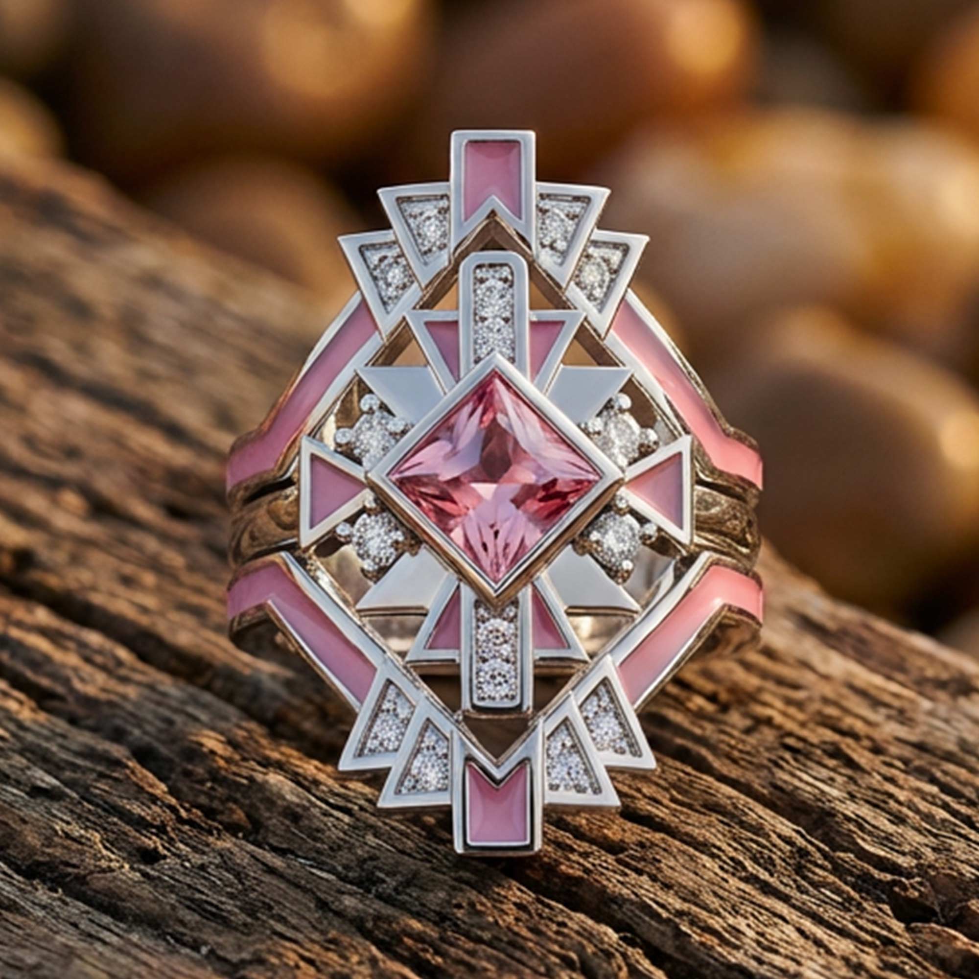 Chief's Crown Ring - Rose Quartz