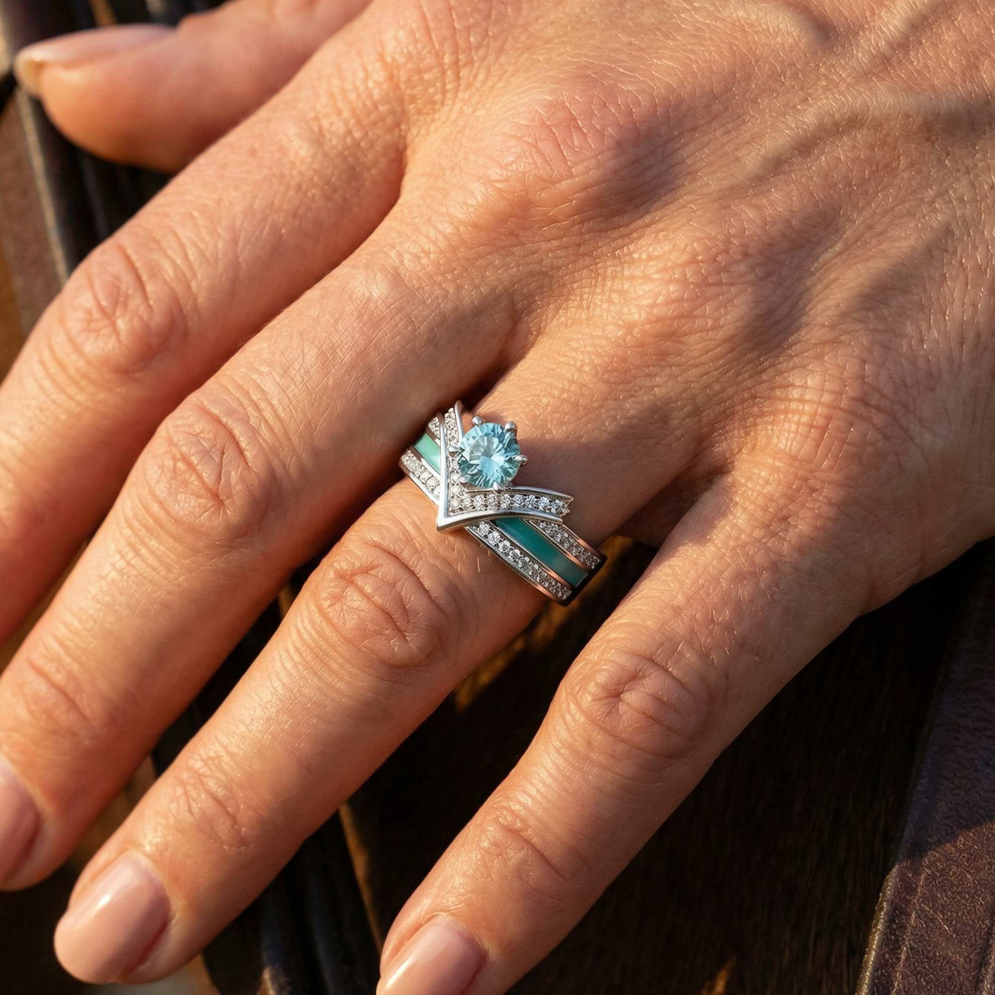 Crowned Noble Ring - Aquamarine