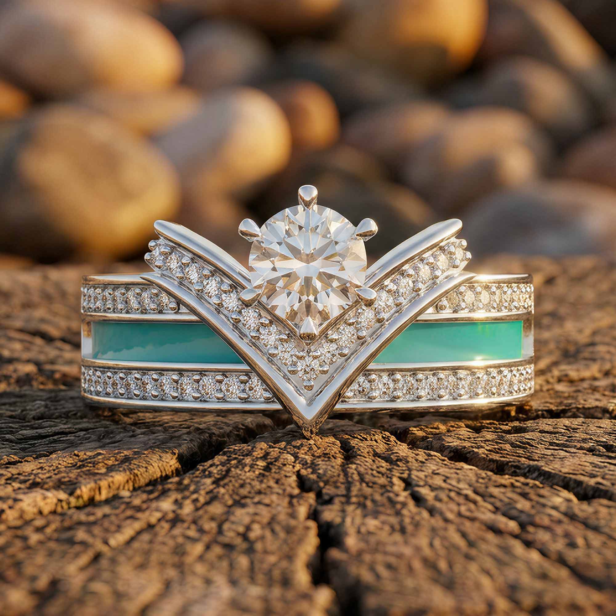 Crowned Noble Ring - Moissanite