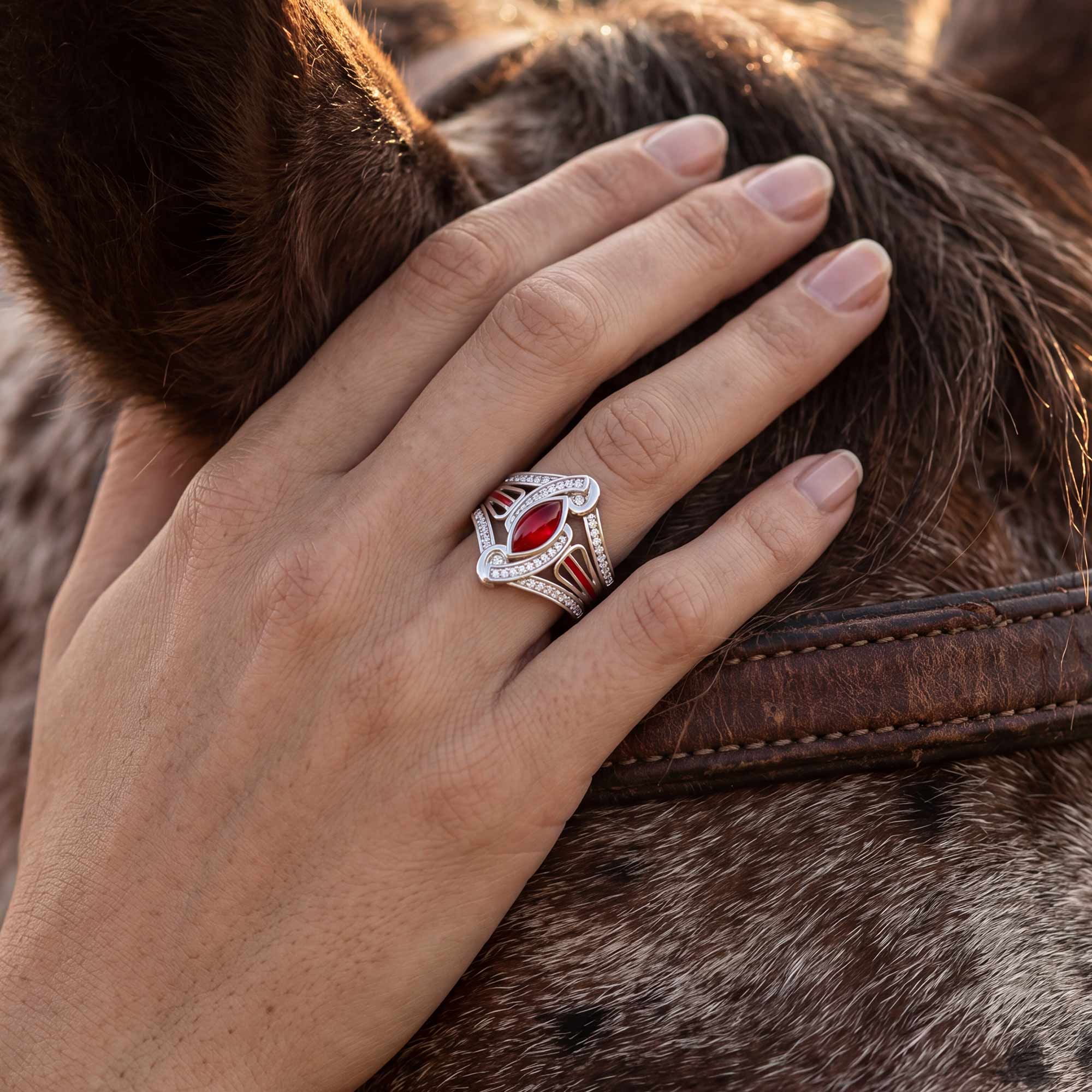 Cyclone Boomerang Ring - Ruby
