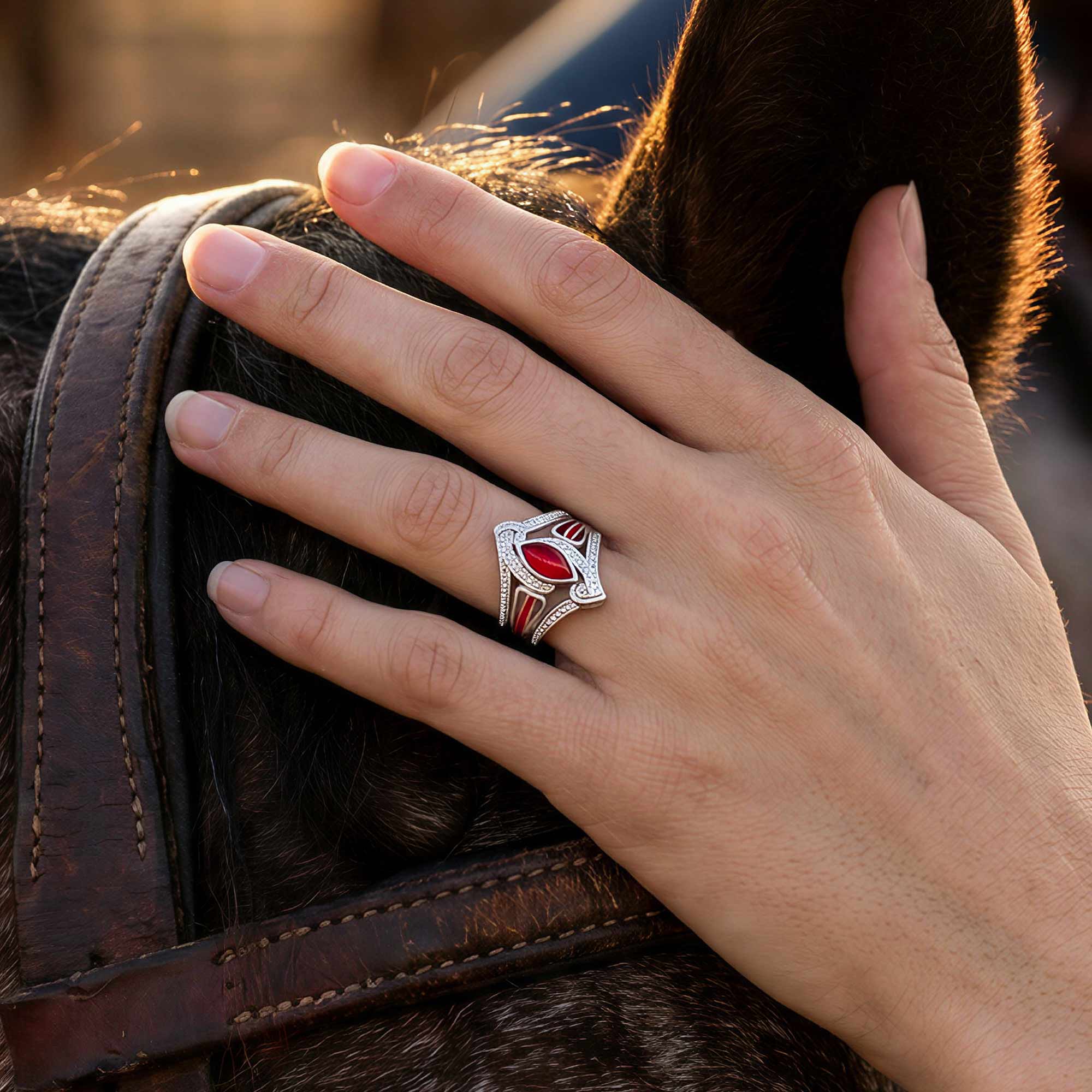 Cyclone Boomerang Ring - Ruby