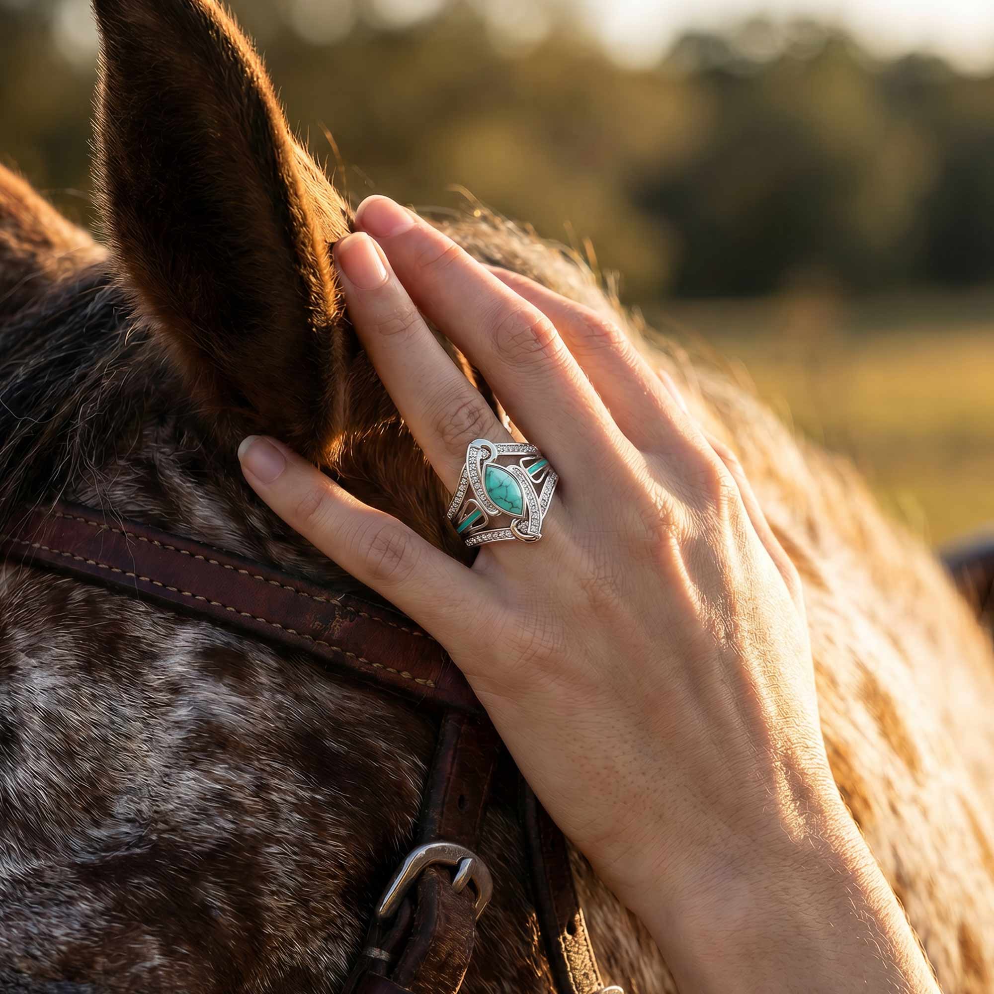 Cyclone Boomerang Ring - Turquoise