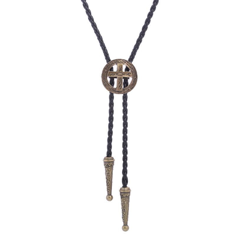 Clearance: Retro Shirt Accessories Circle Cross Bolo Tie