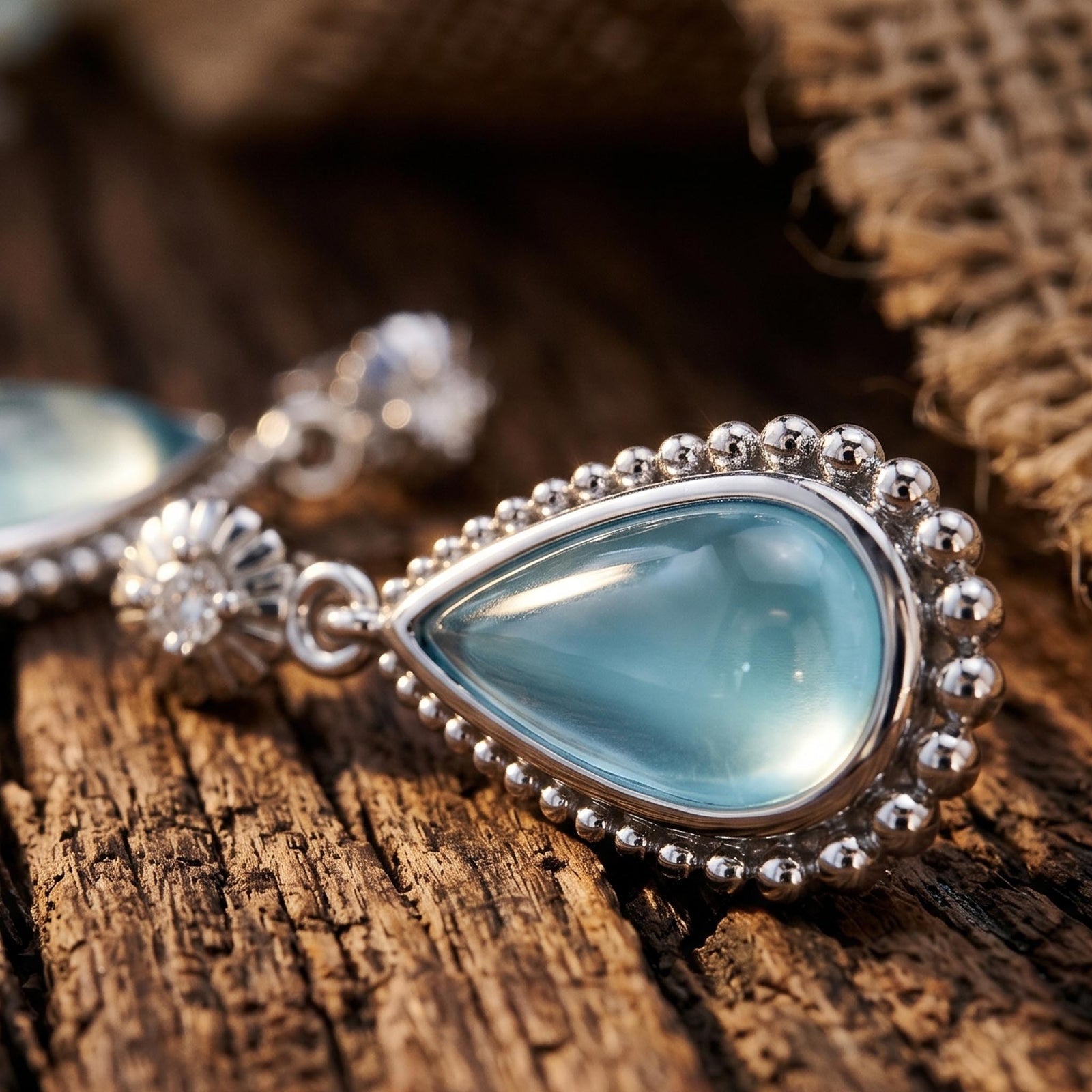 Desert Teardrop Earrings - Aquamarine