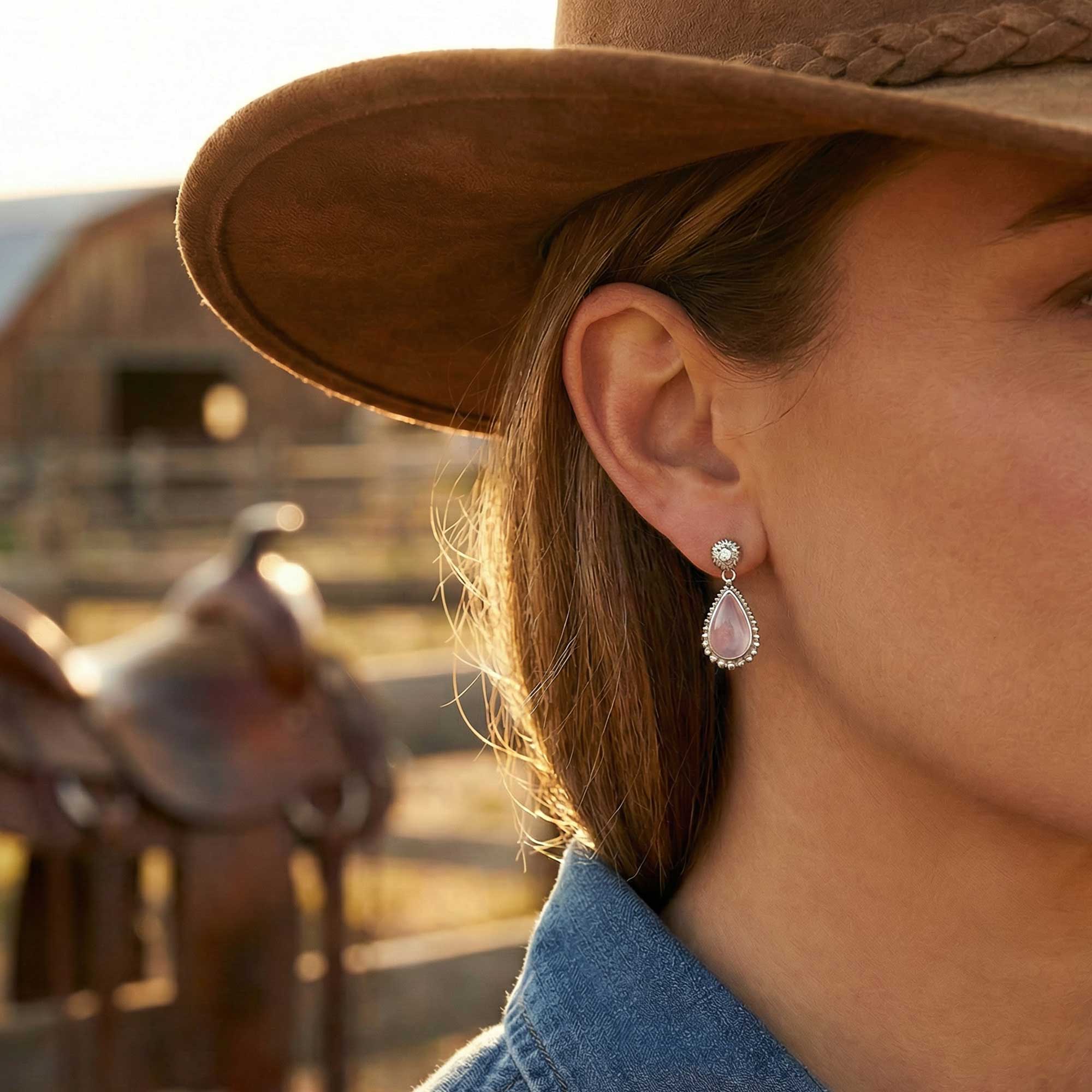 Desert Teardrop Earrings - Rose Quartz