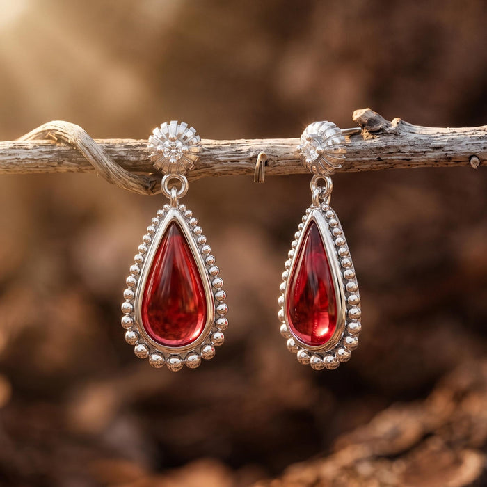 Desert Teardrop Earrings - Ruby