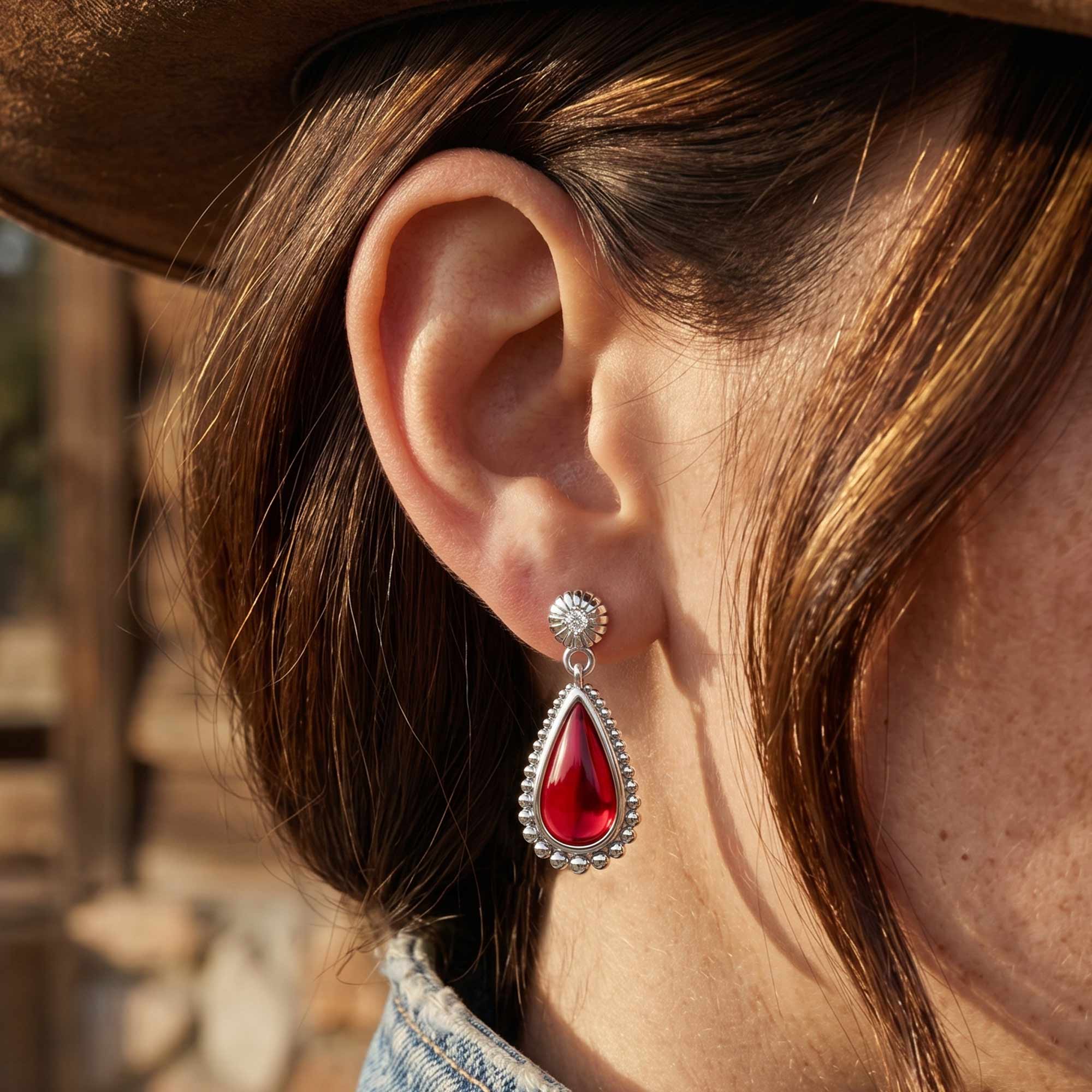 Desert Teardrop Earrings - Ruby