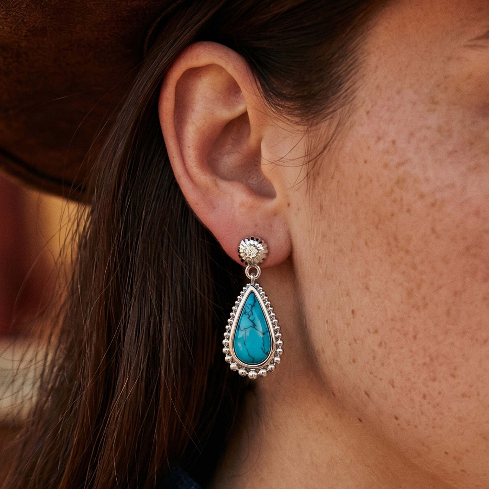 Desert Teardrop Earrings - Turquoise